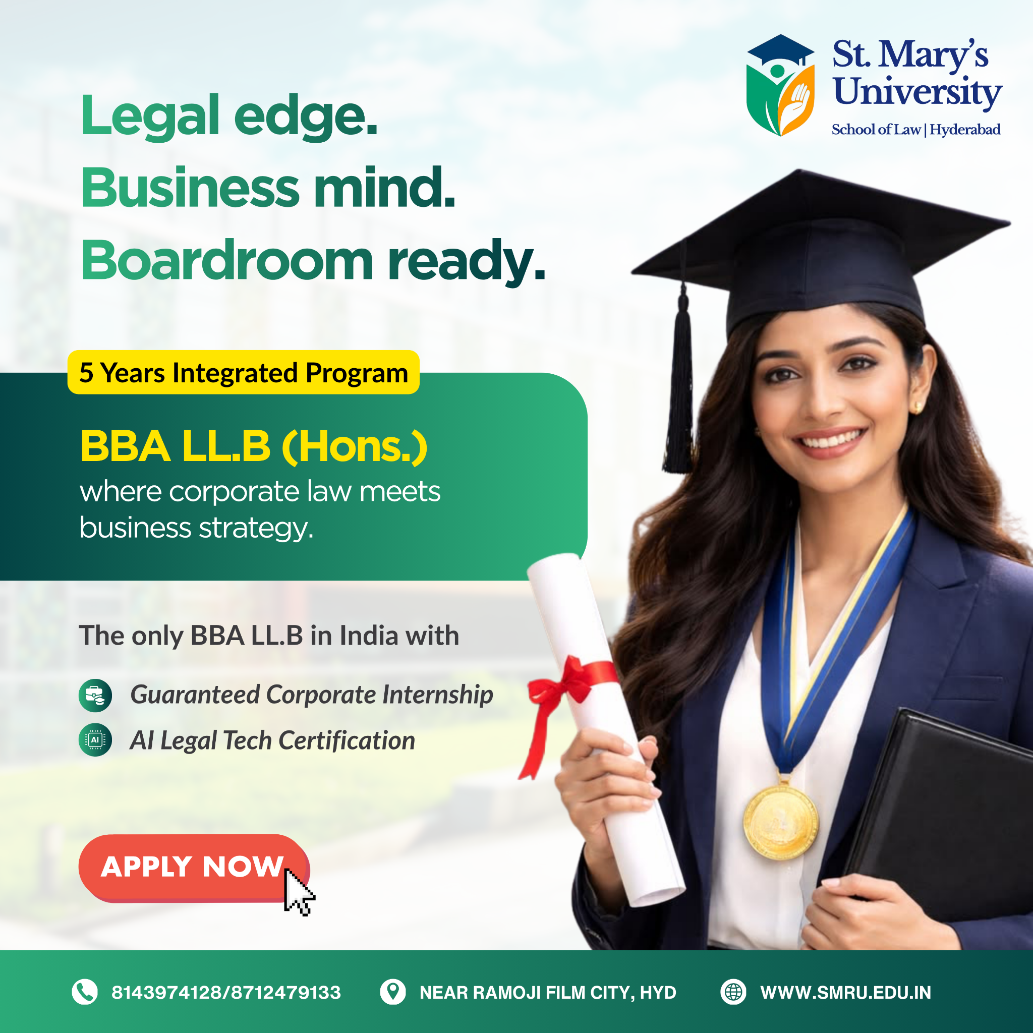 St. Mary's University Facebook ad: Law Admissions 2026 - Apply Now