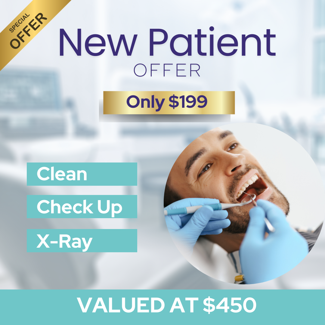 Muller Road Dental Care Facebook ad: New Patient Dental Check-Up, Clean & X-Rays, $199