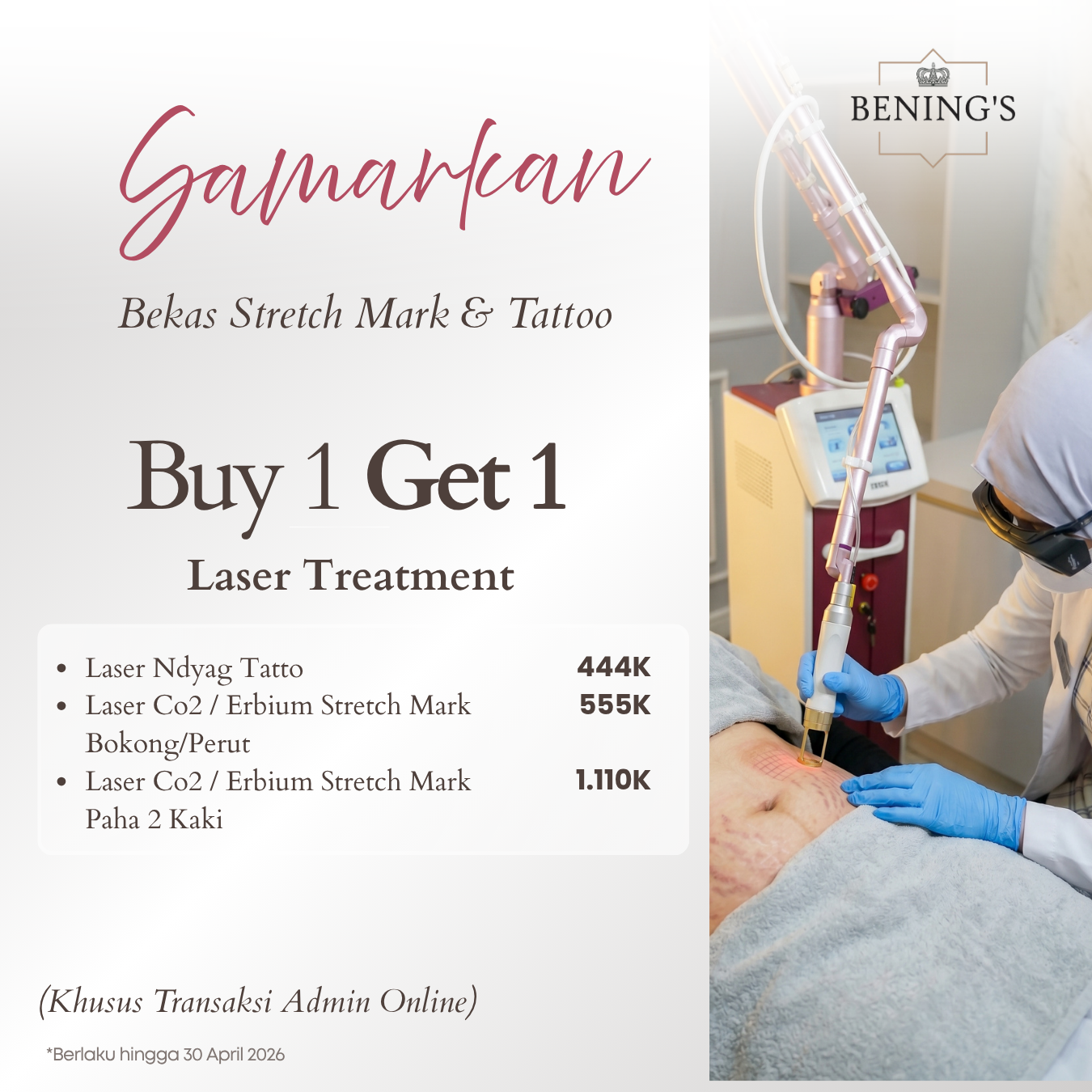 Beningsclinicsolo Facebook ad from Apr 20, 2026