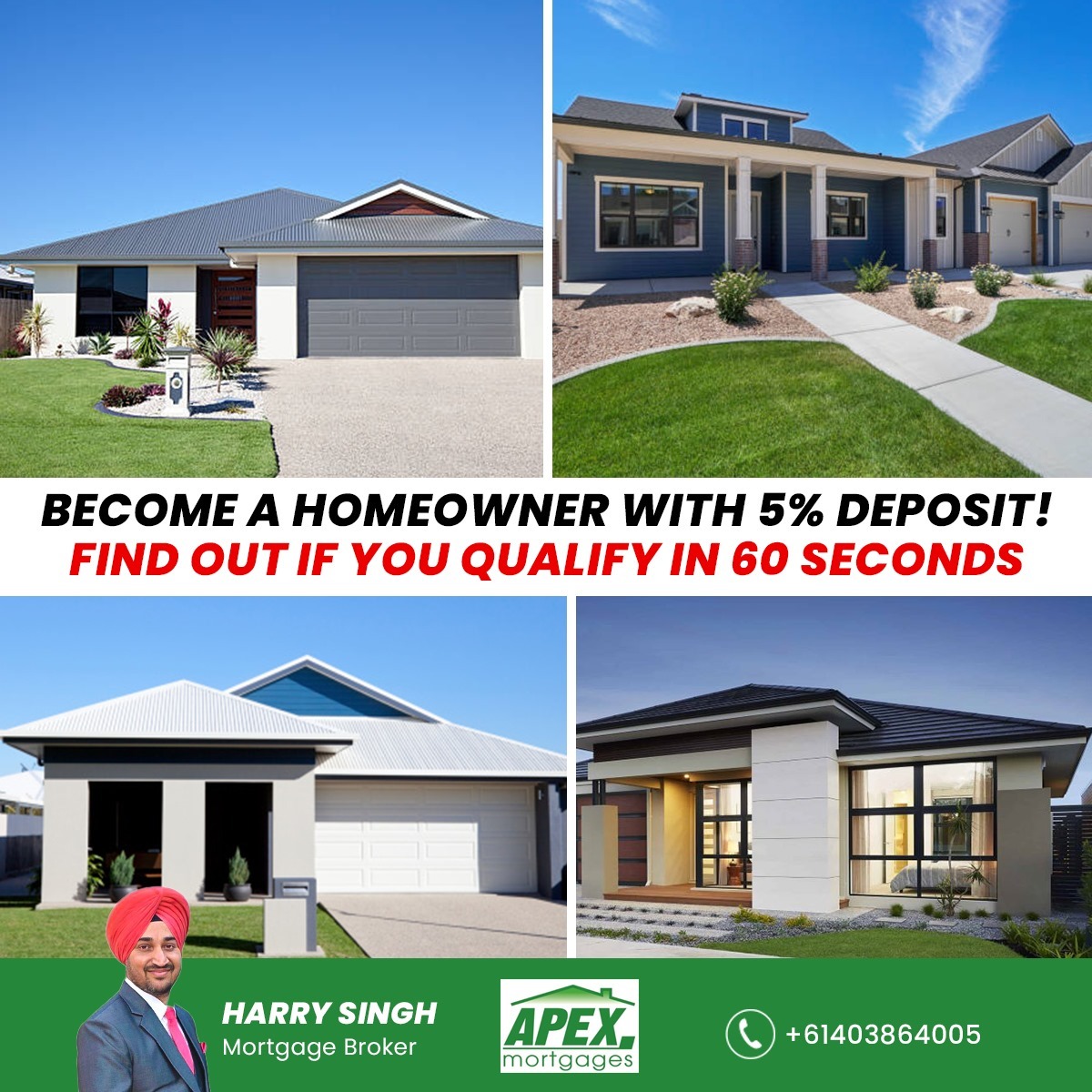 Harry Singh - Mortgage Broker Facebook ad: Own Your Dream Home with Just 5% Down!