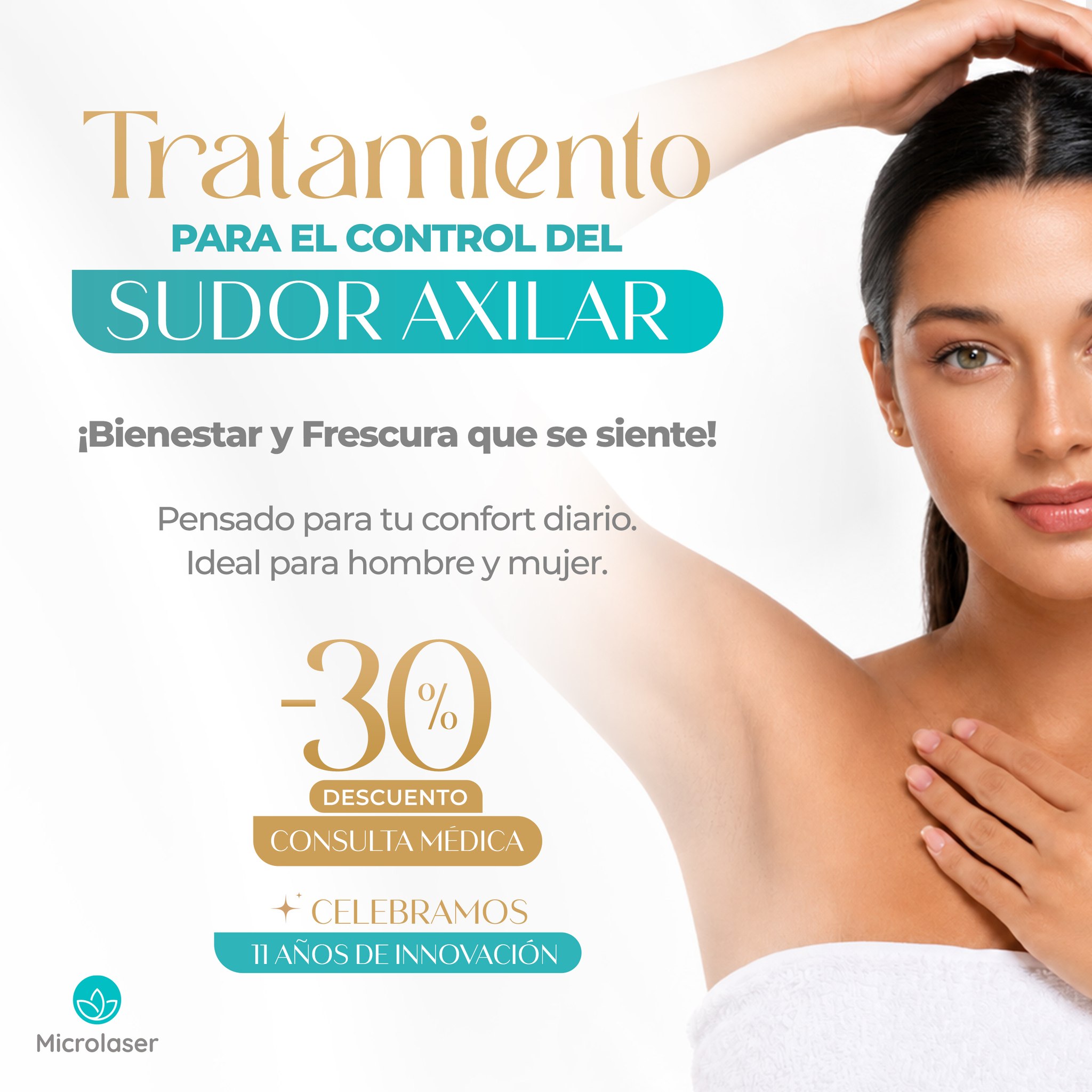 Microlaser Clínica de Salud Integral - Tegucigalpa Facebook ad: ¿El sudor excesivo te hace pensar dos veces…