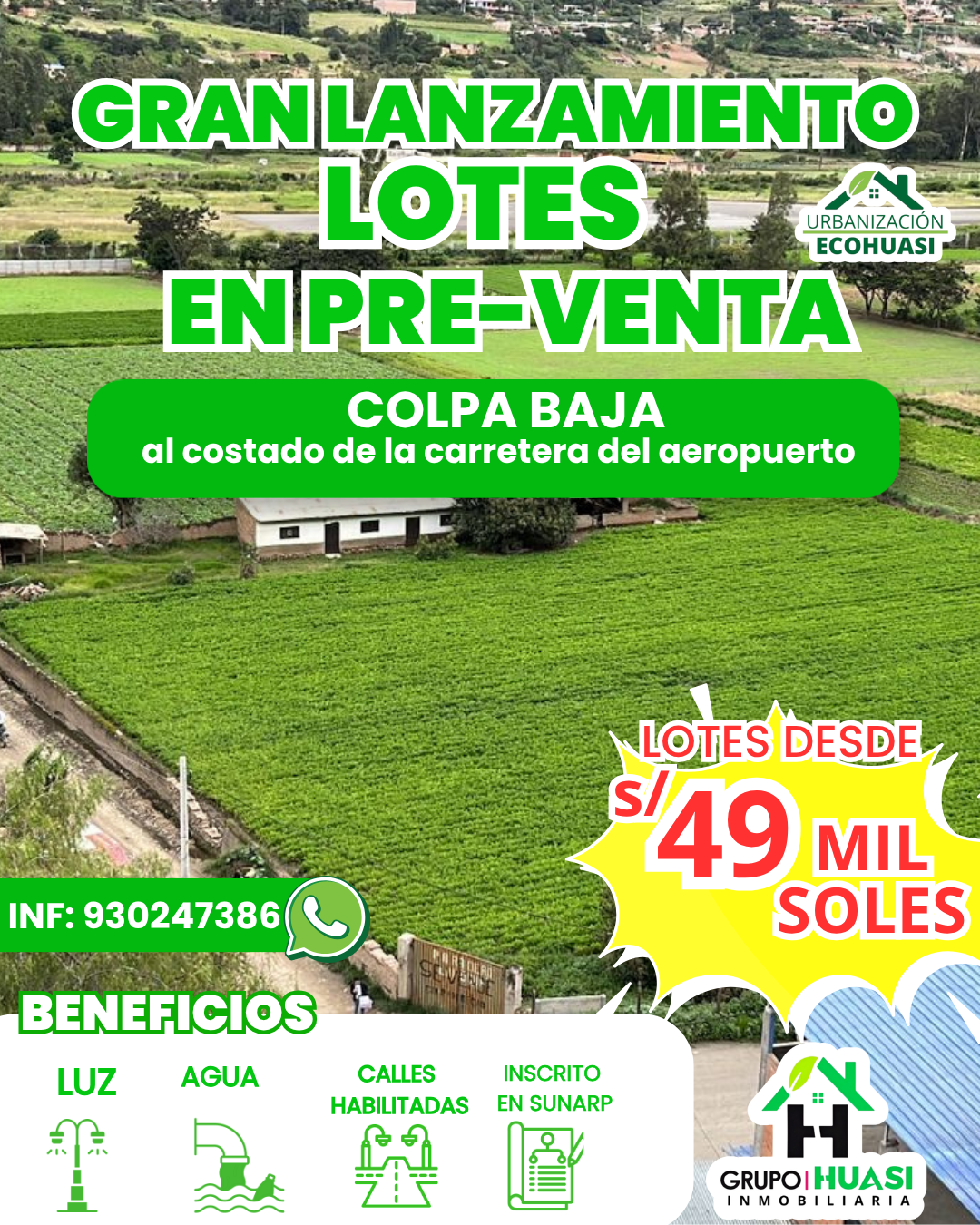 Cristina Astuhuaman-Grupo Huasi Facebook ad: CON LUZ, AGUA, CALLES HABILITADAS, INCRITOS EN SUNARP