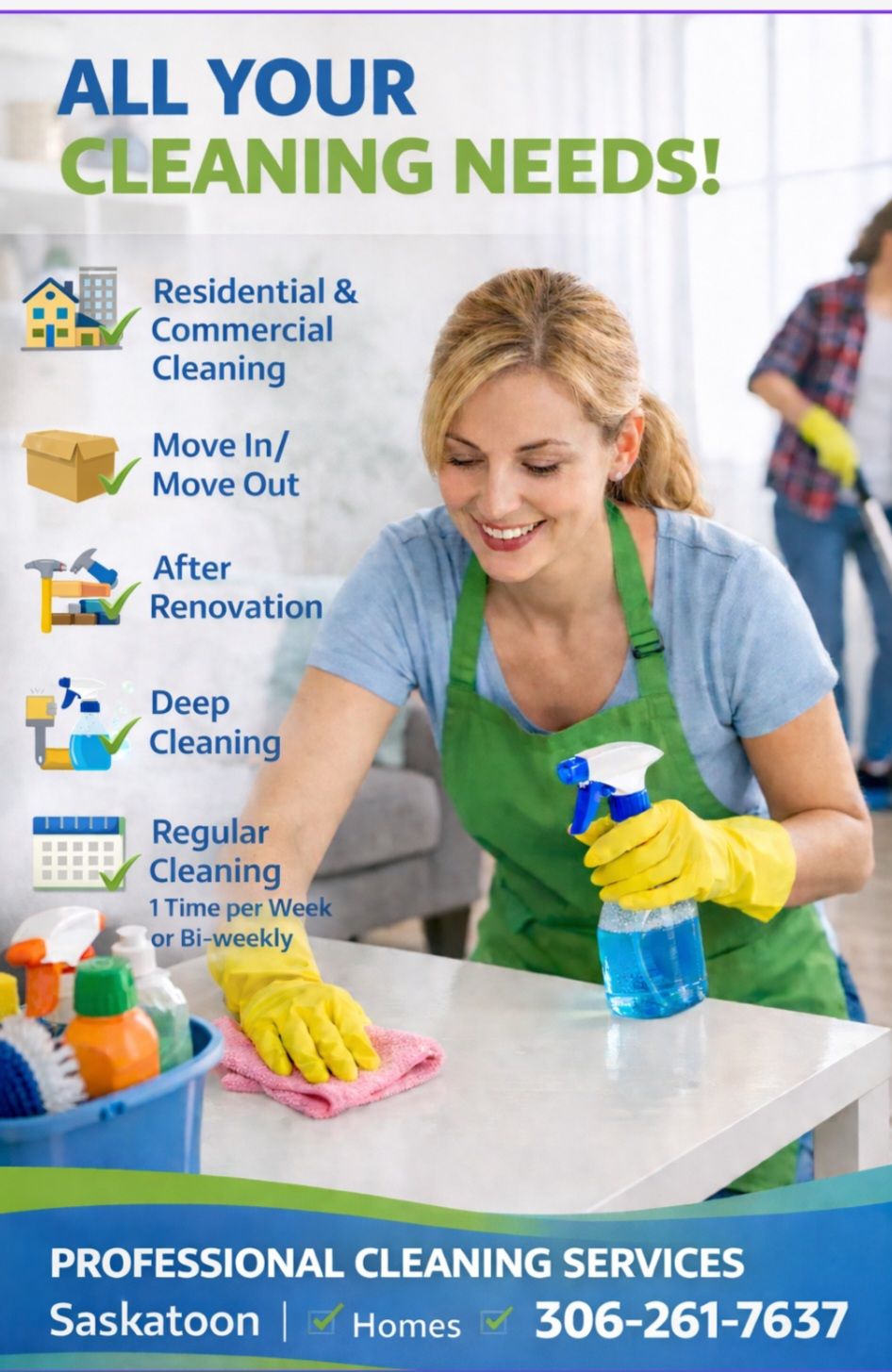 Professional Cleaning Service SK Facebook ad: Book now your next cleaning