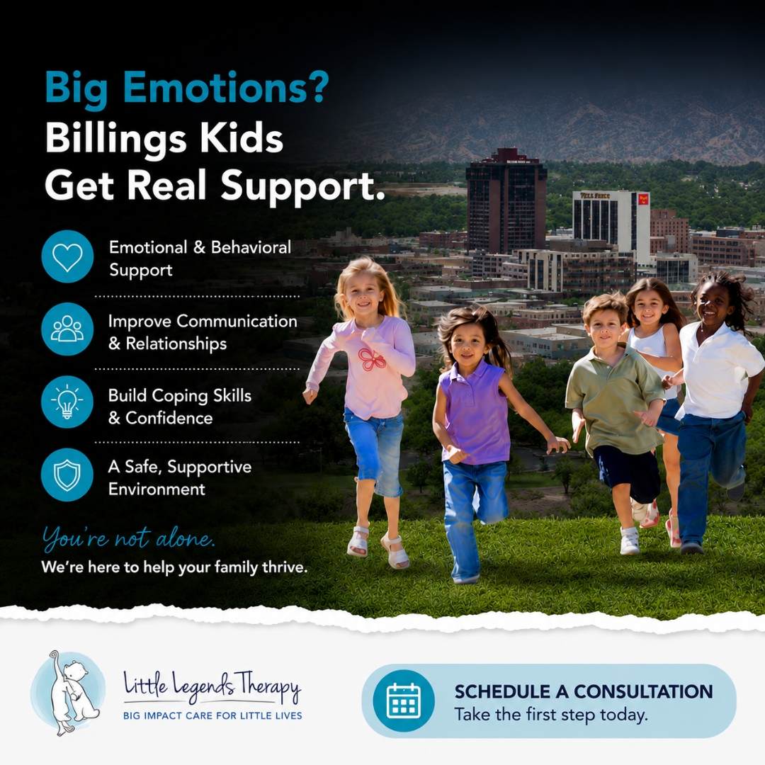Little Legends Therapy Facebook ad: Help Your Child Feel Calm & Confident