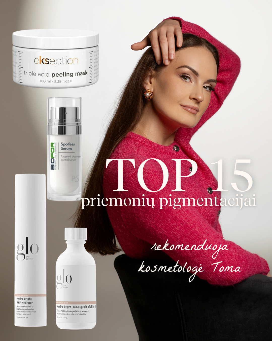 Skinbee.lt - kosmetologė Toma Viršilaitė Facebook ad: Pigmentacinėms dėmėms