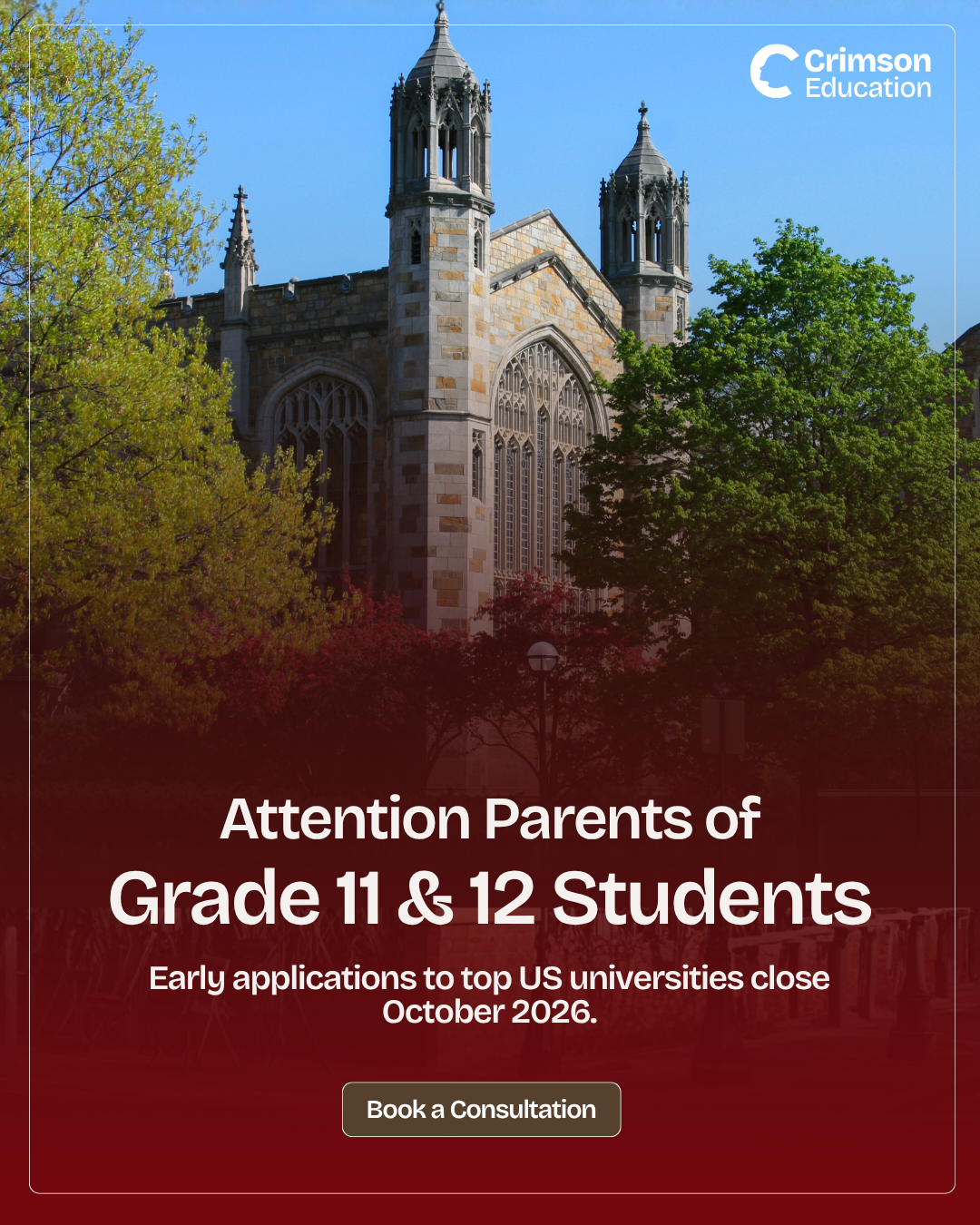 Crimson Education Facebook ad