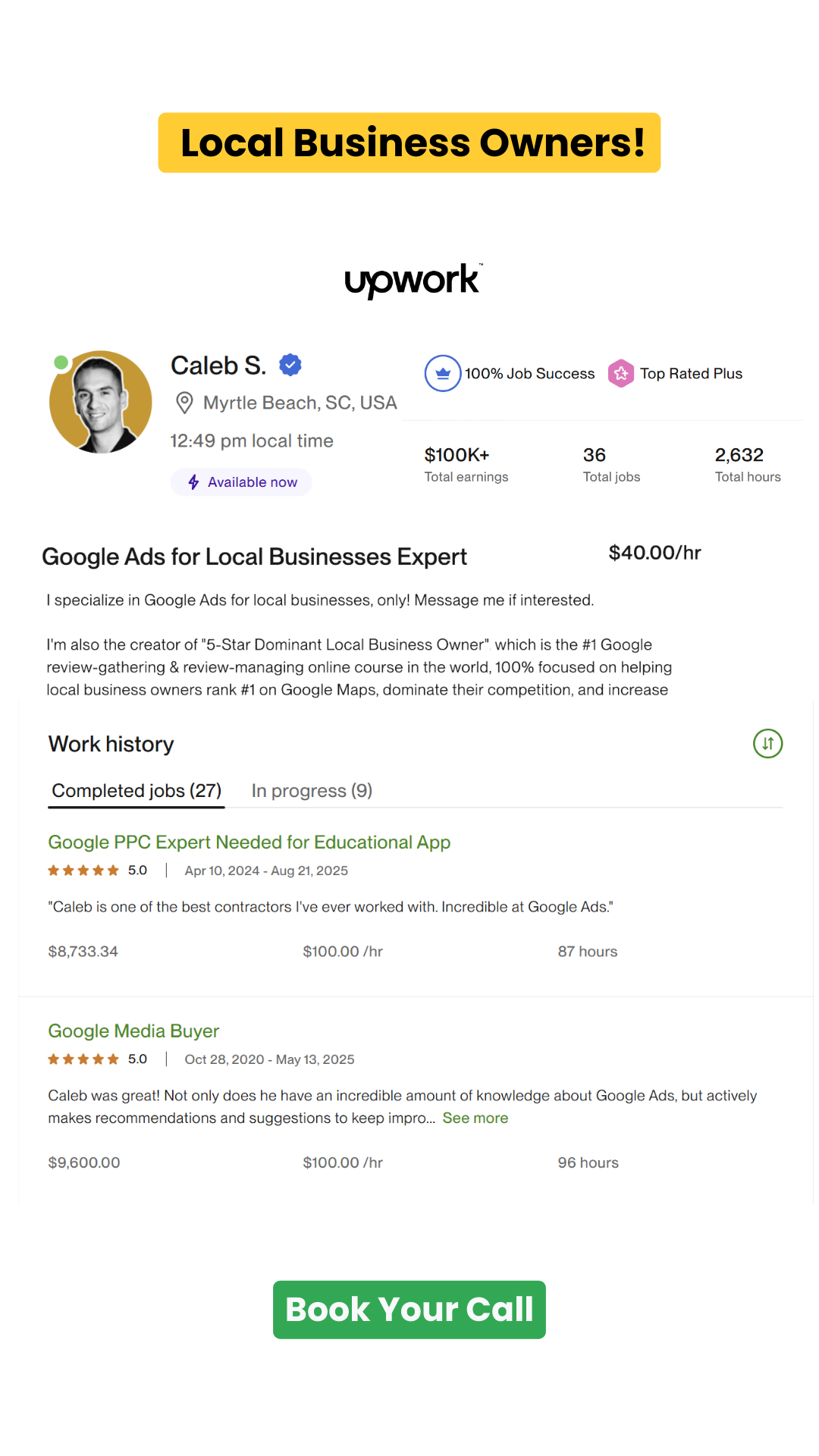 Google Ads by Caleb - Specializing in Local Businesses Only Facebook ad