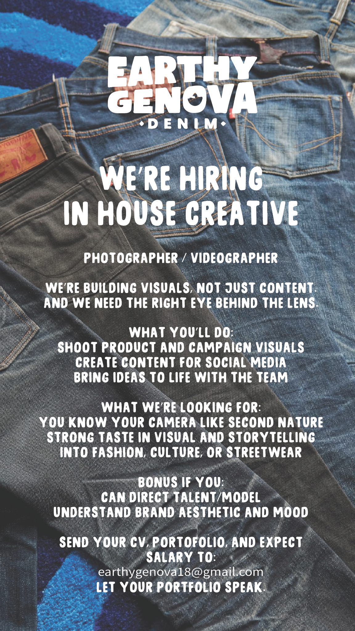 Earthy Genova Facebook ad: WE’RE HIRING
