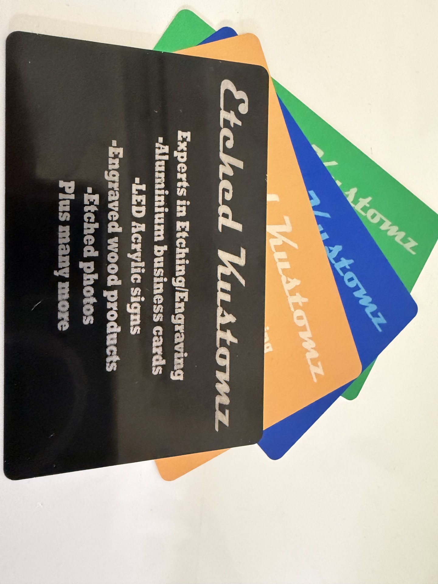 Etched Kustomz Facebook ad: Custom laser engraving on acrylic, metal, wood and…