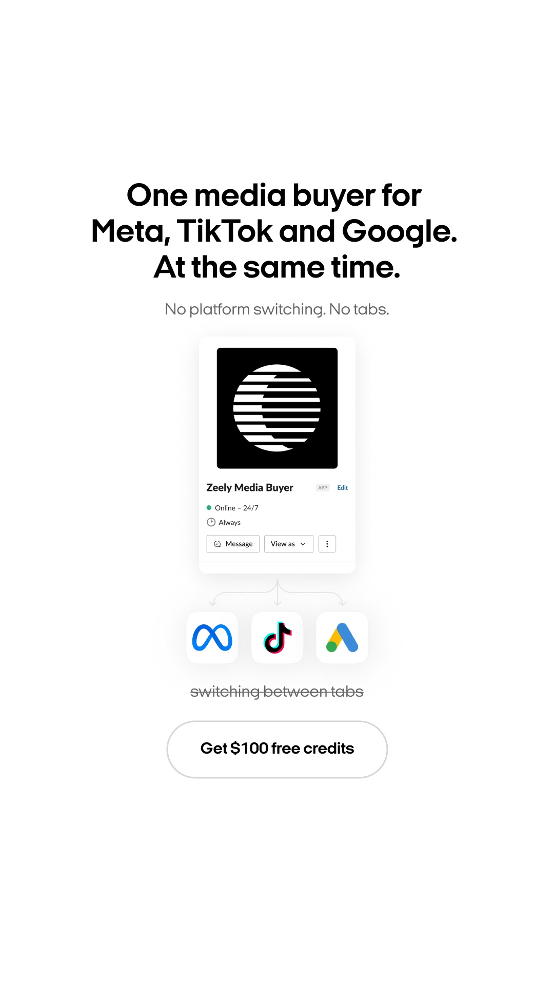 Zeely: AI Marketing Team Facebook ad: The AI employee that lives in Slack