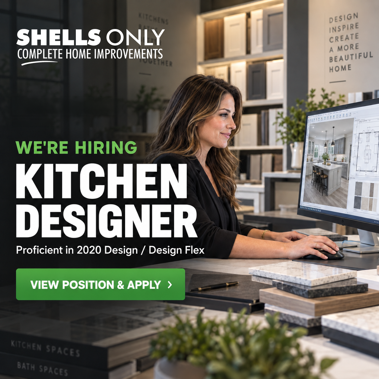 Shells Only Complete Home Improvements Facebook ad: Kitchen Designer Wanted