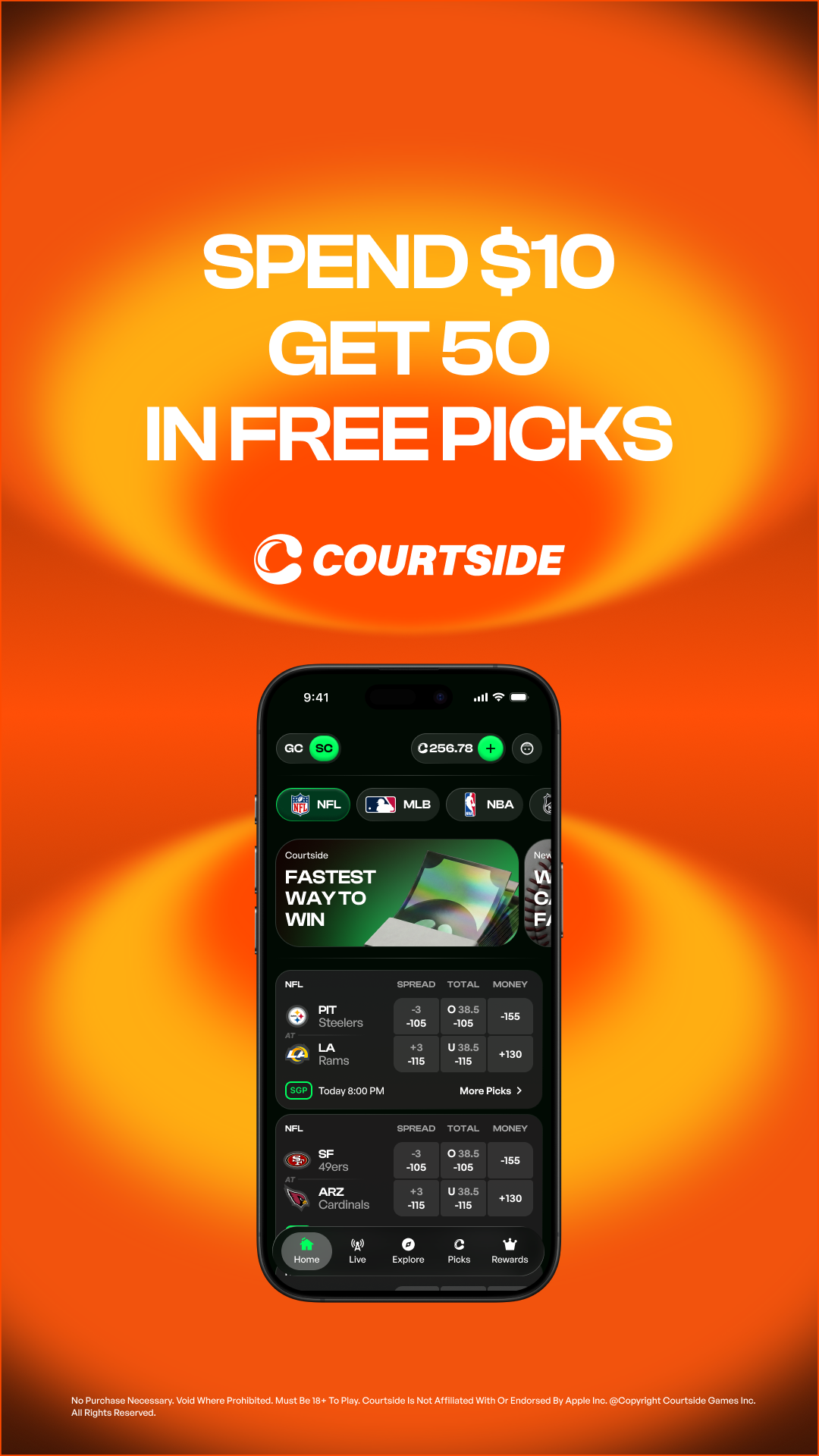 Courtside Facebook ad from Apr 6, 2026