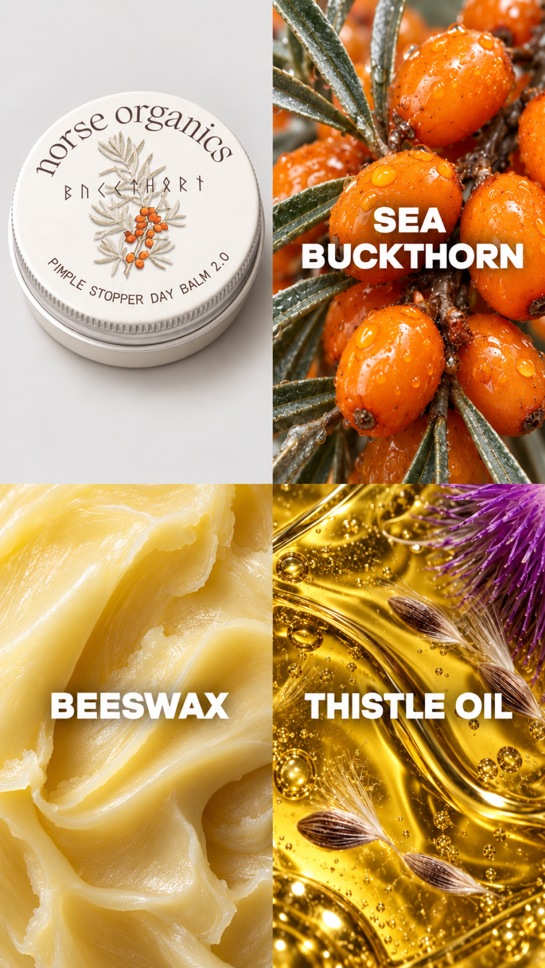 Norse Organics Facebook ad: Clearer skin in days, not months