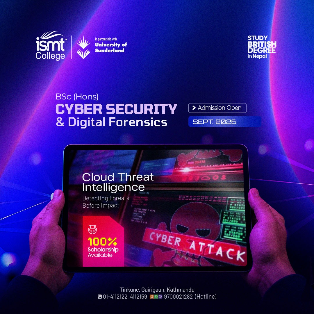ISMT College Facebook ad: Admissions Open, BSc (Hons) Cybersecurity and Digital…