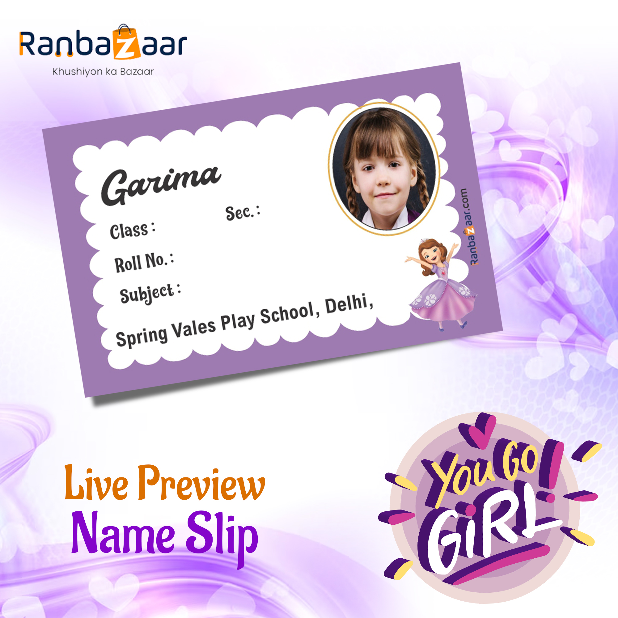 Ranbazaar Facebook ad: Customize Name Slip Rs219