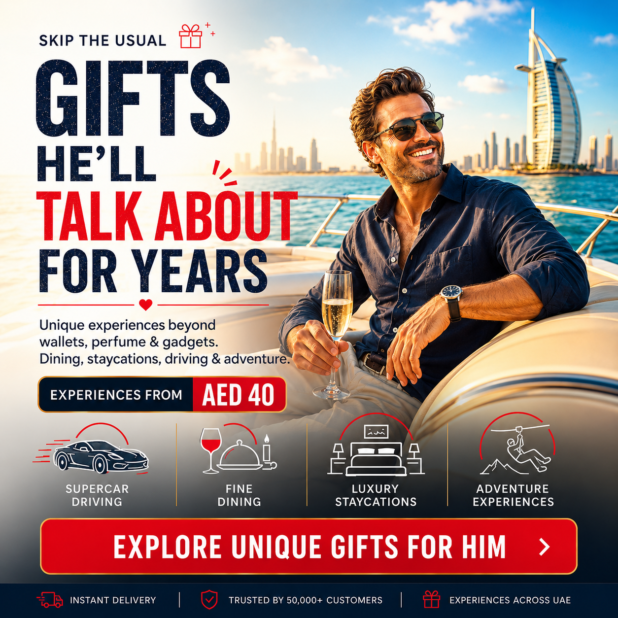 Wondergifts Facebook ad: Birthday Gifts He’ll Remember