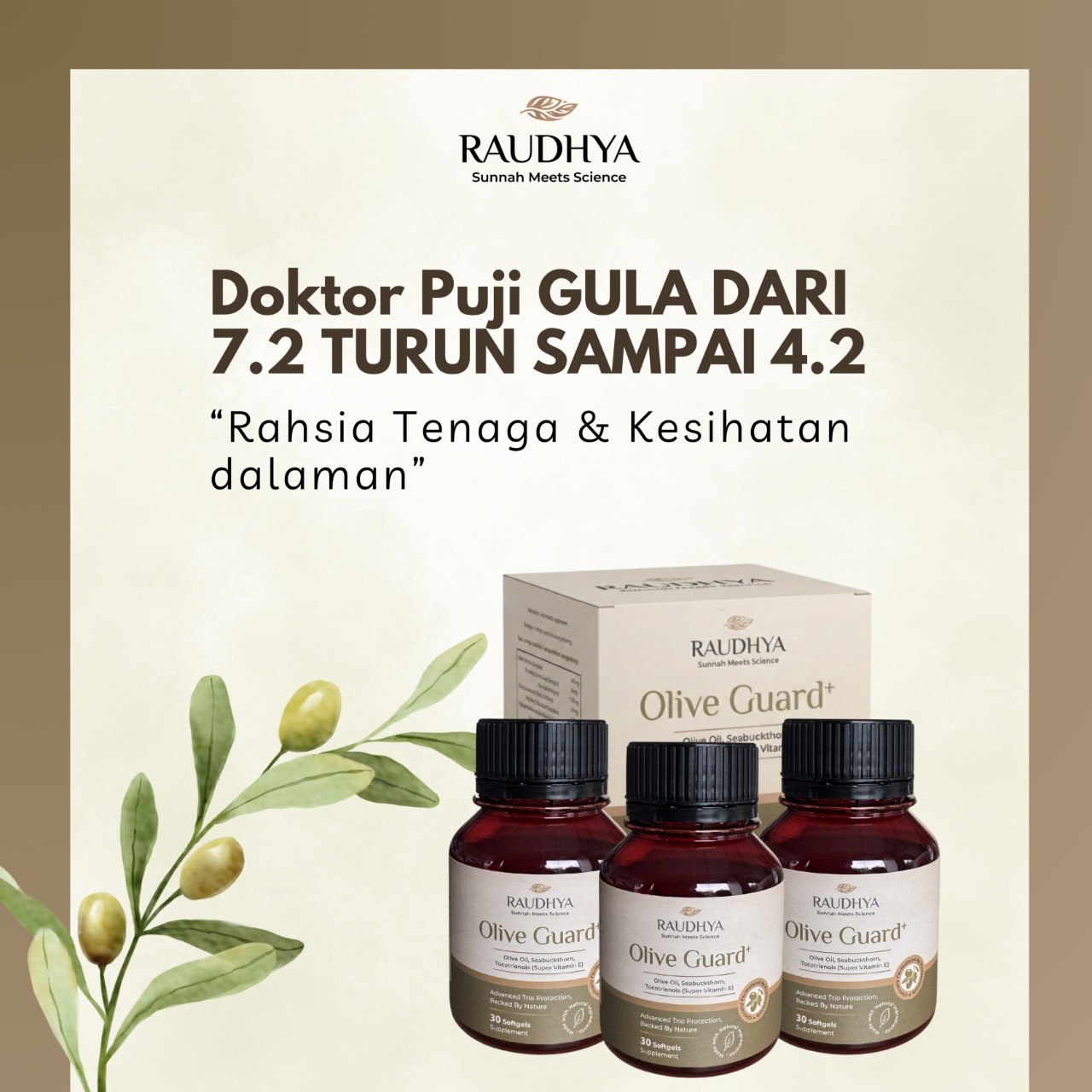 Raudhya By UAH HQ Facebook ad: ALHAMDULILLAH LEBIH 87,000 OLIVE GUARD+ TERJUAL