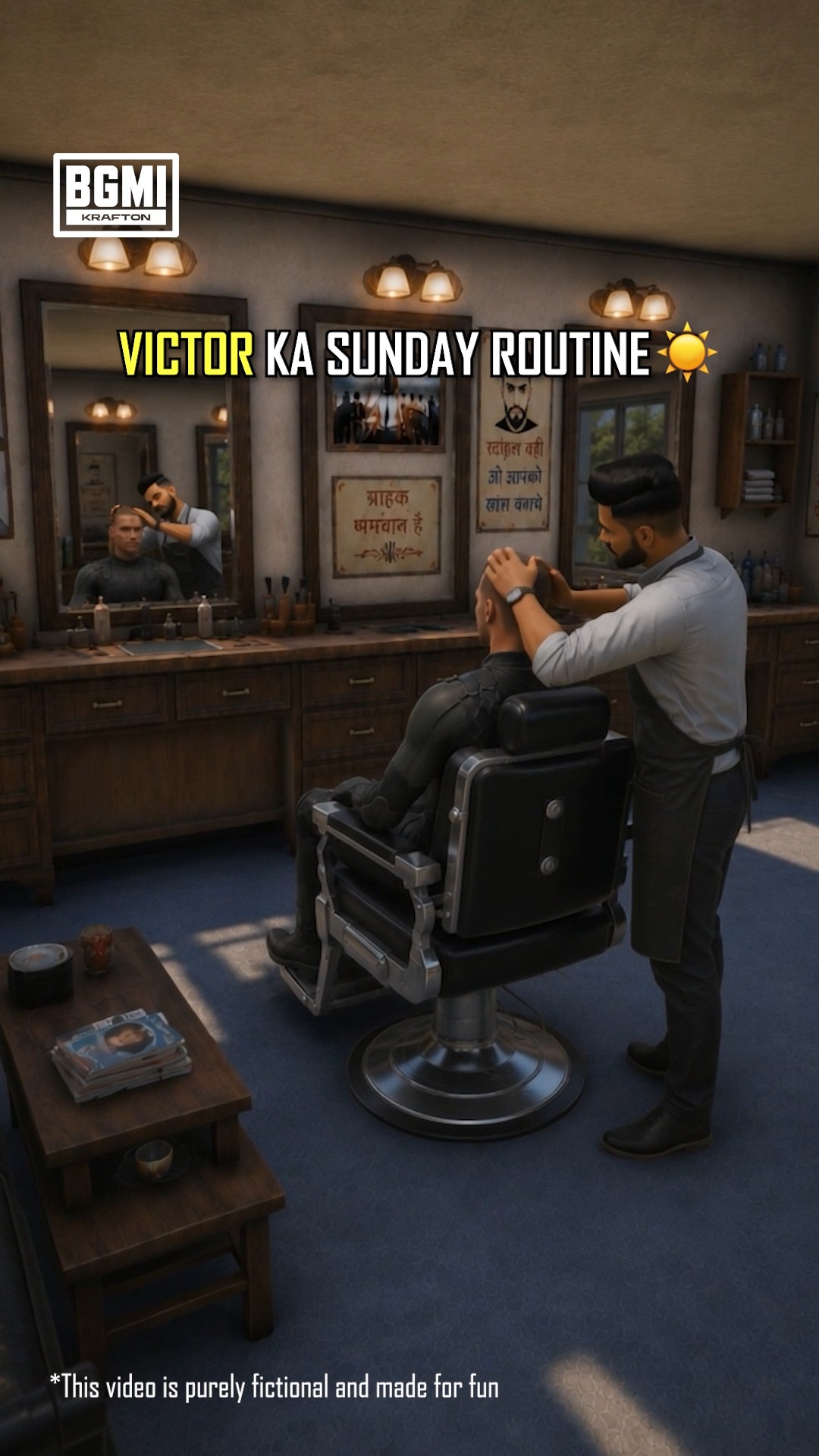 Battlegrounds Mobile India Facebook ad: vector bhaiya ka kadak haircut(and chai)