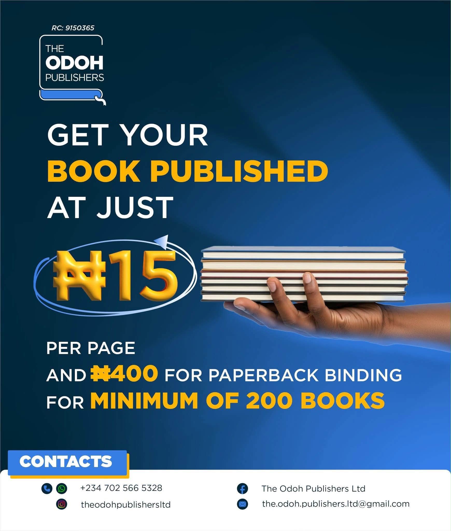 The Odoh Publishers Facebook ad: Do you know that at just ₦15 per…