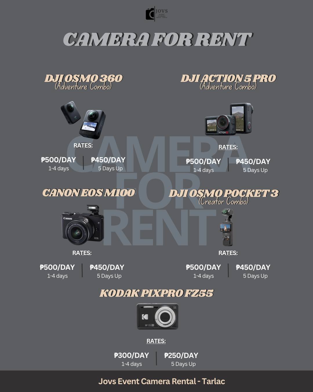 Jovs Event Camera Rental - Tarlac Facebook ad