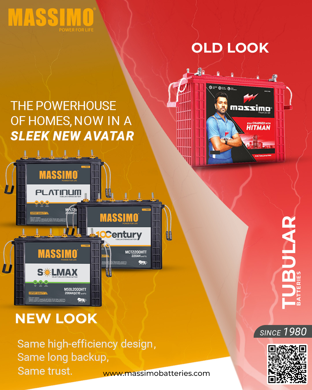 Massimo Batteries Global Facebook ad: Massimo Batteries, Now with a Bold New Look.