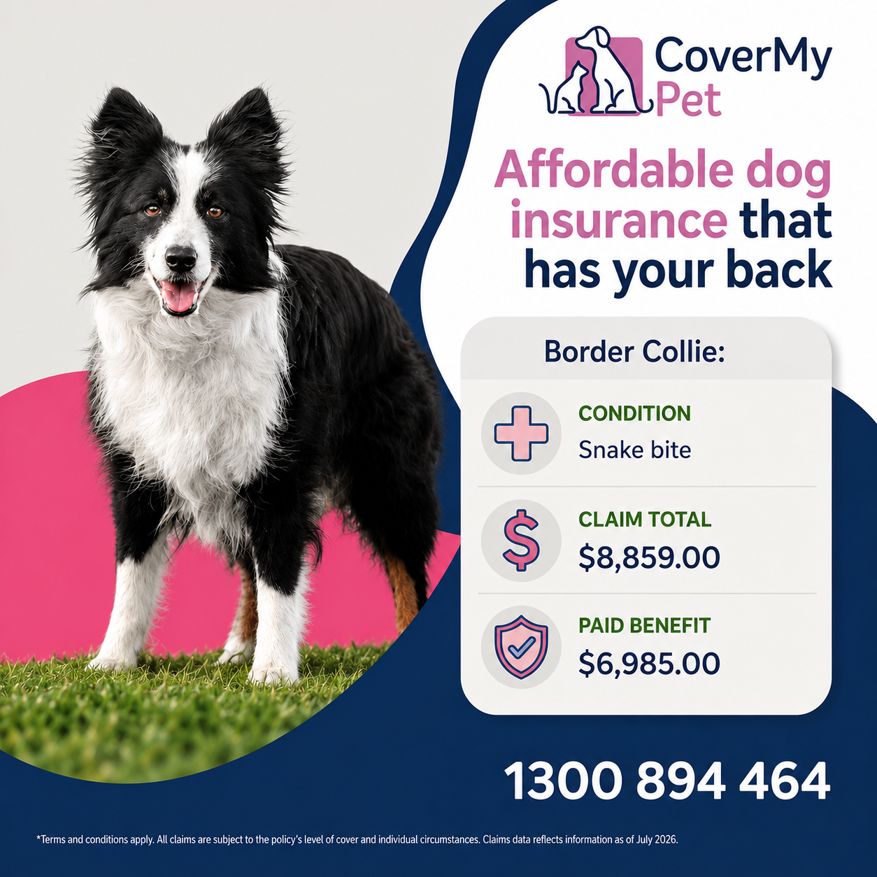 CoverMy Pet Australia Facebook ad: Save more over your pup's lifetime & choose CoverMy Pet…