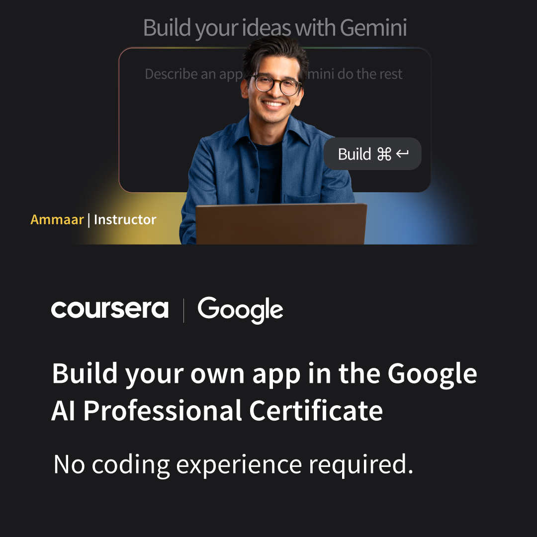 Coursera Facebook ad: Google AI Professional Certificate