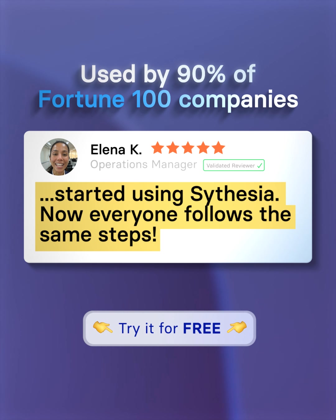 Synthesia Facebook ad: Try it out for FREE now