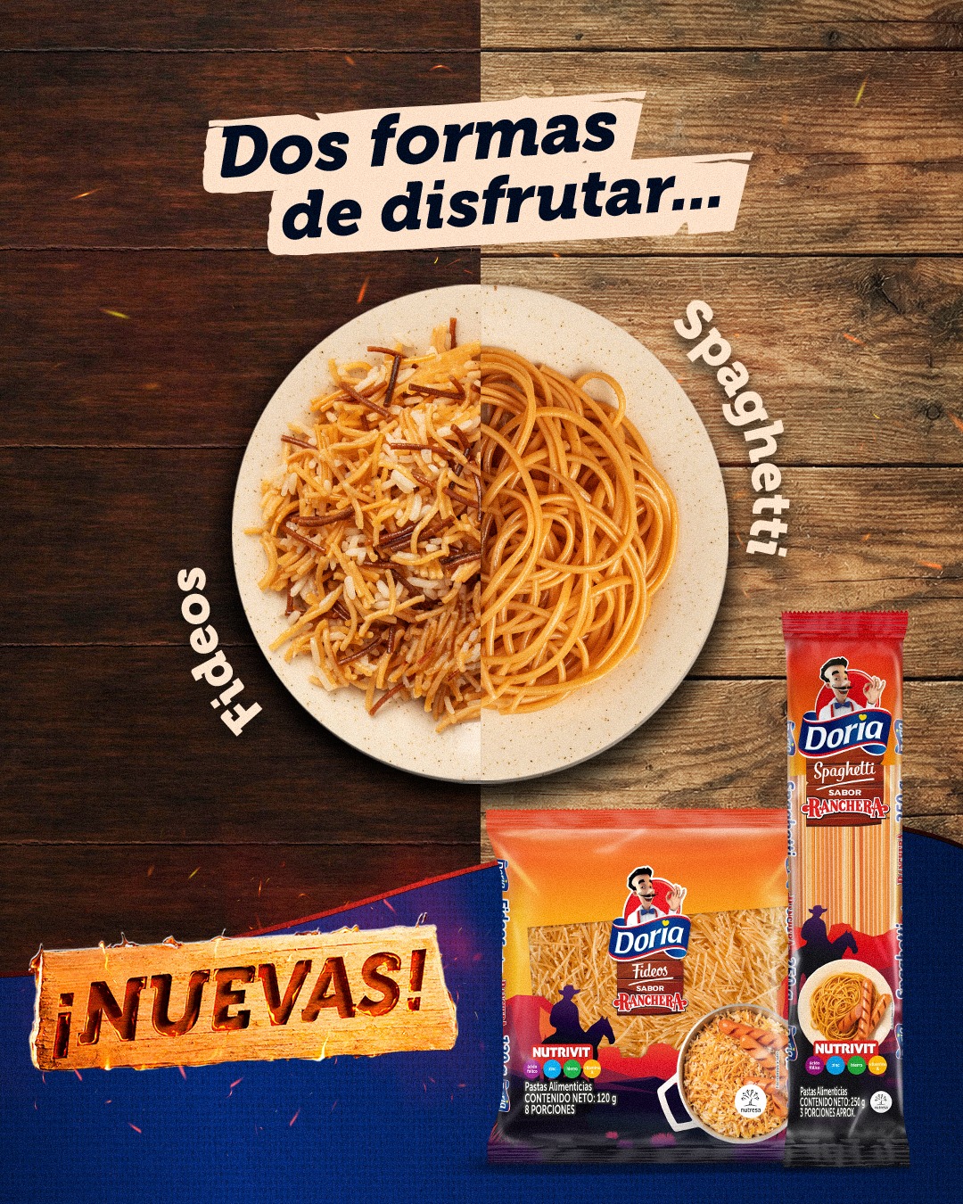 Alimentos Doria Facebook ad: Llegaron las nuevas Pastas Doria sabor Ranchera.
