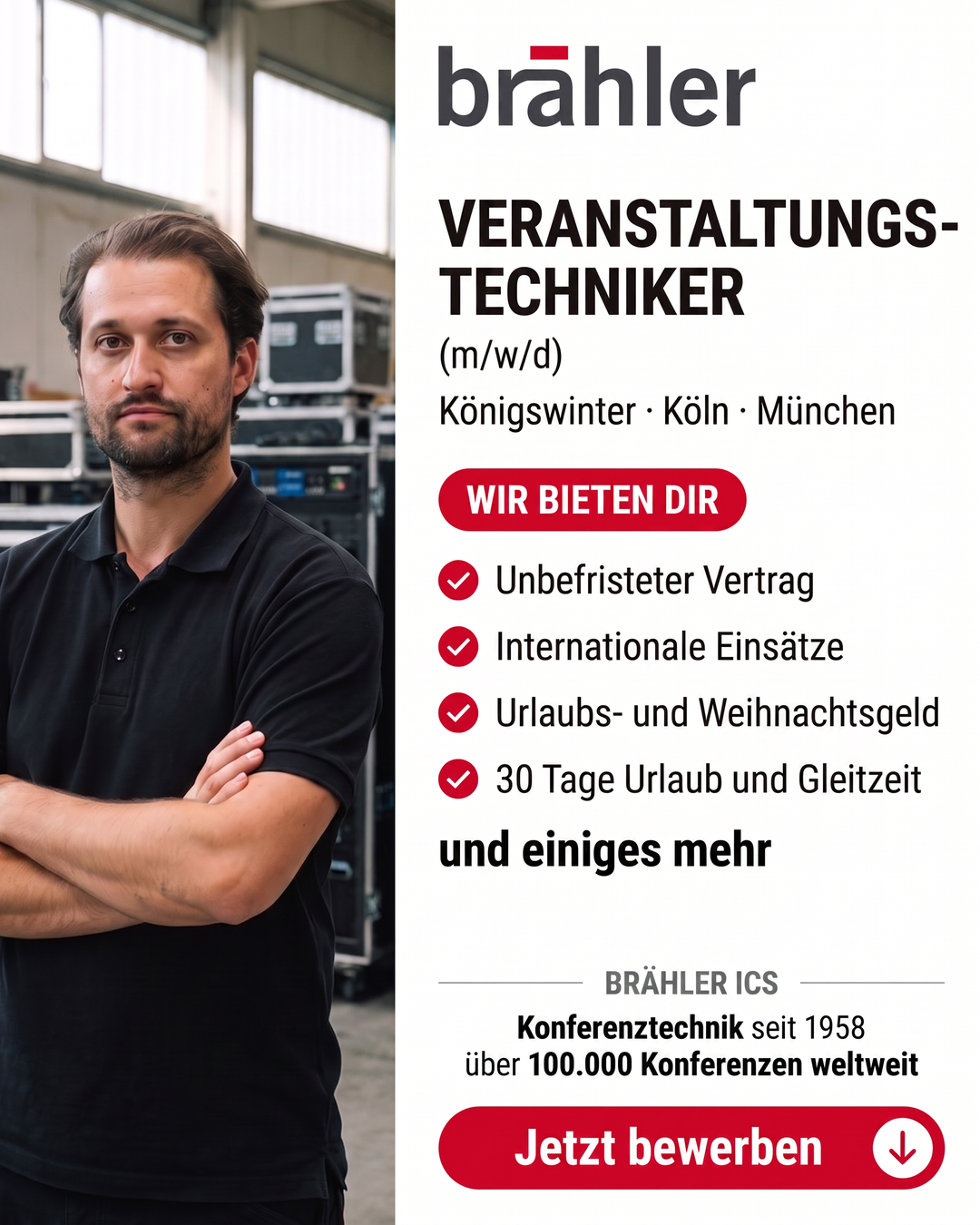 Brähler ICS Konferenztechnik Facebook ad: Bewerben in drei Minuten