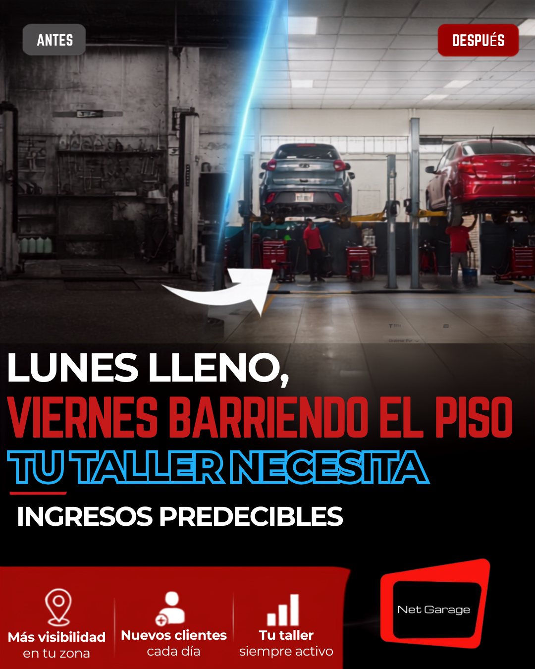 Net Garage Facebook ad: Chatea con nosotros