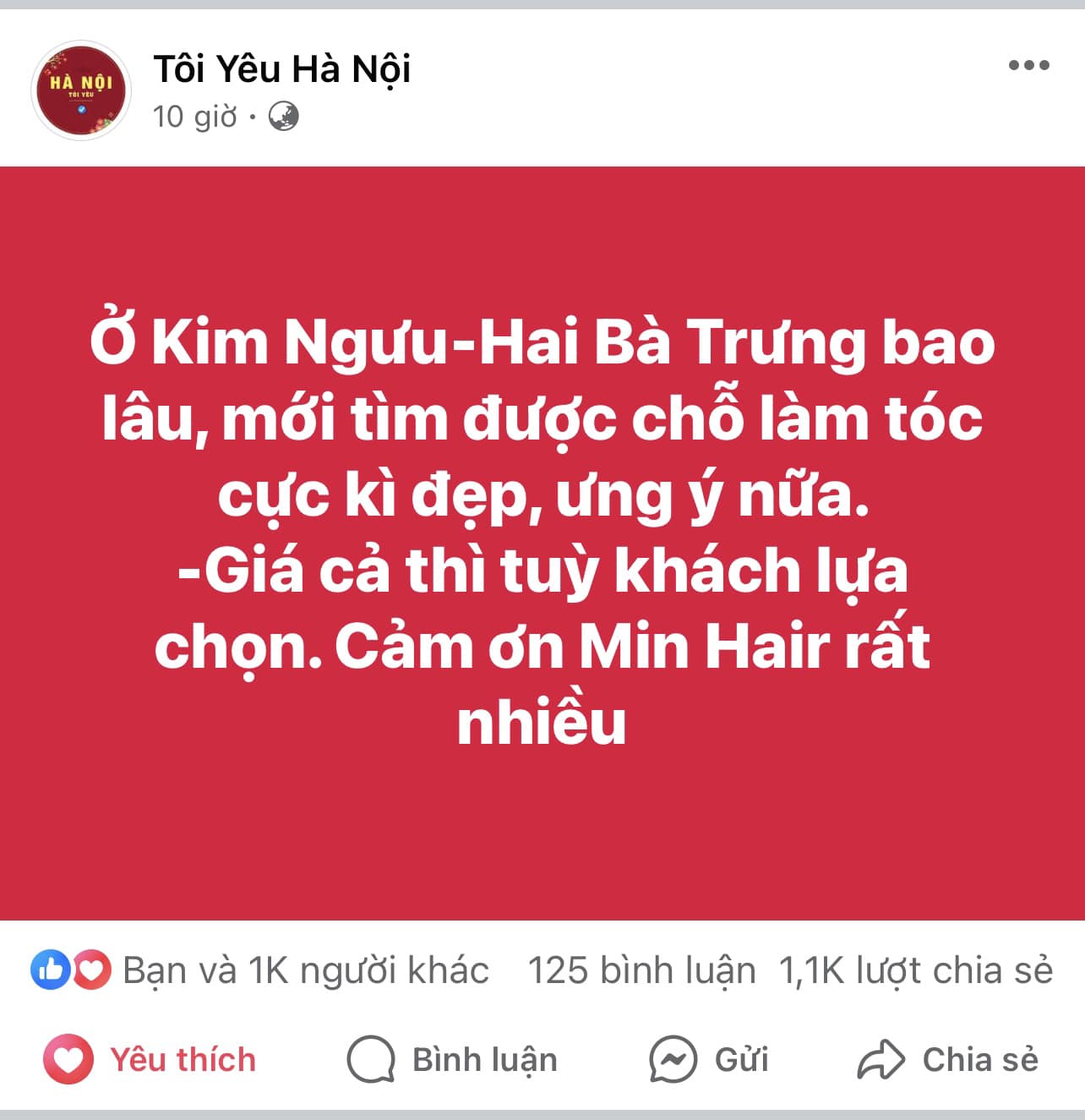 Min Hair Salon Facebook ad