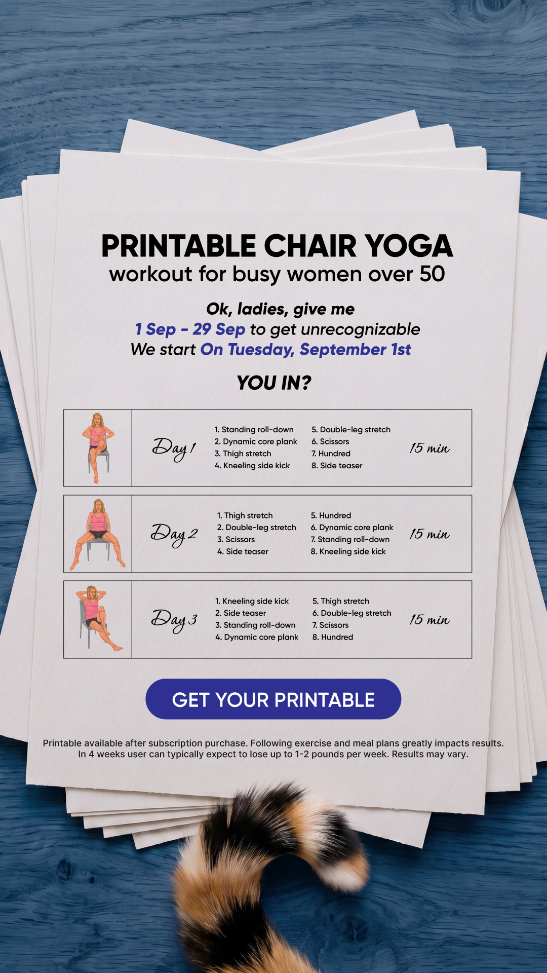 Tori Repa Facebook ad: Start Chair Yoga routine