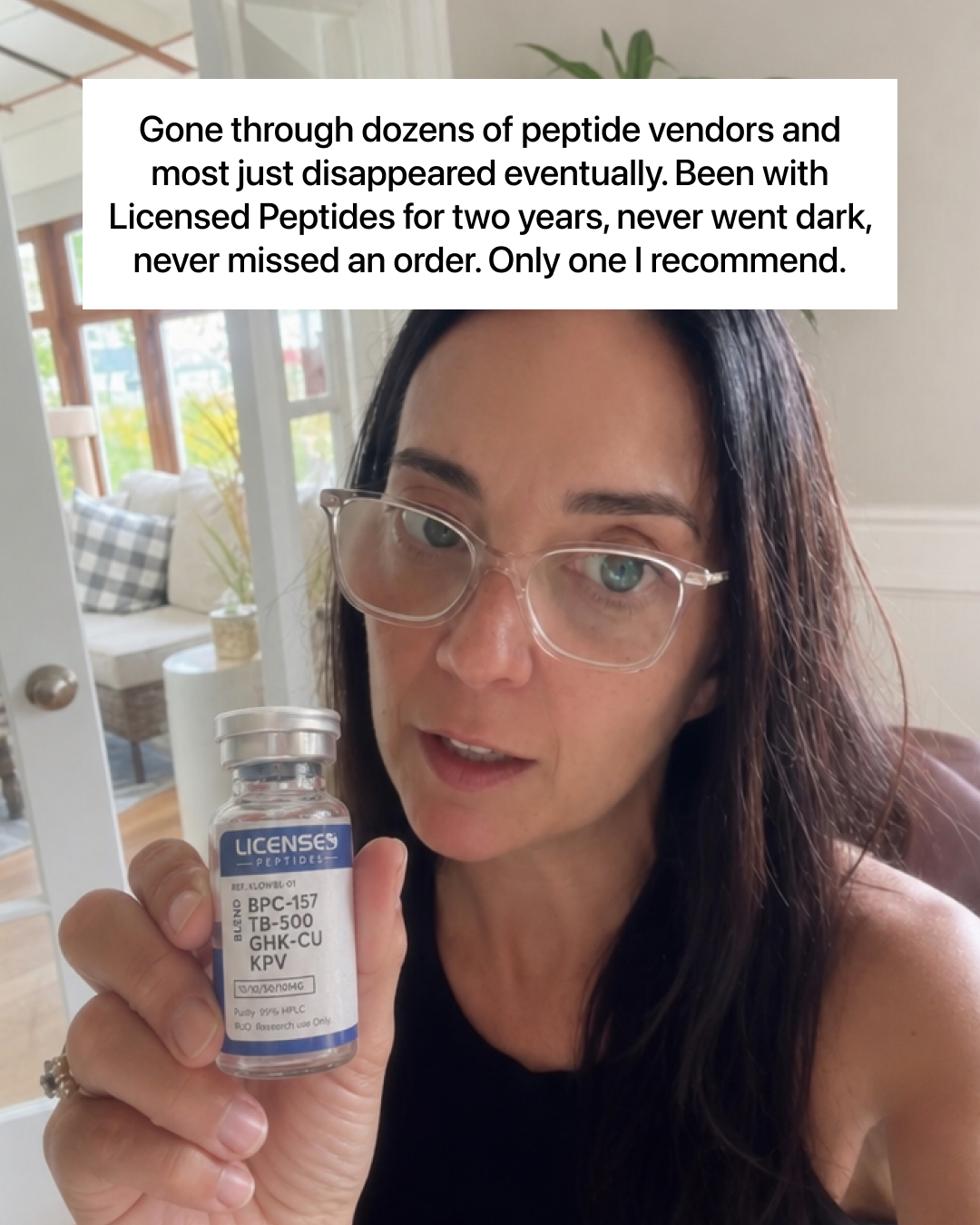 LicensedPeptides.com Facebook ad: Don't Trust. Verify Us.