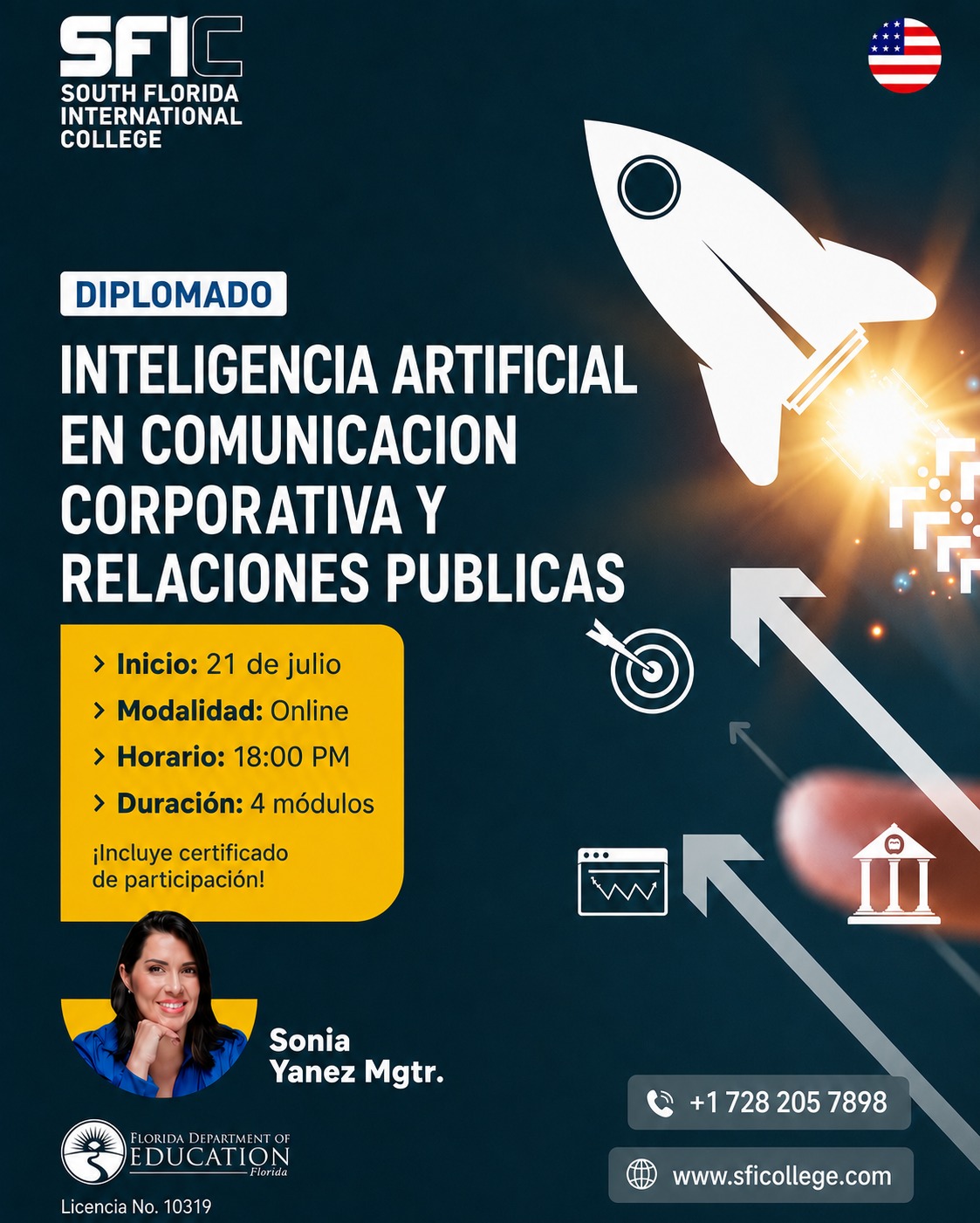 South Florida International College - SFIC Facebook ad: DIPLOMADO: INTELIGENCIA ARTIFICIAL EN COMUNICACIÓN…