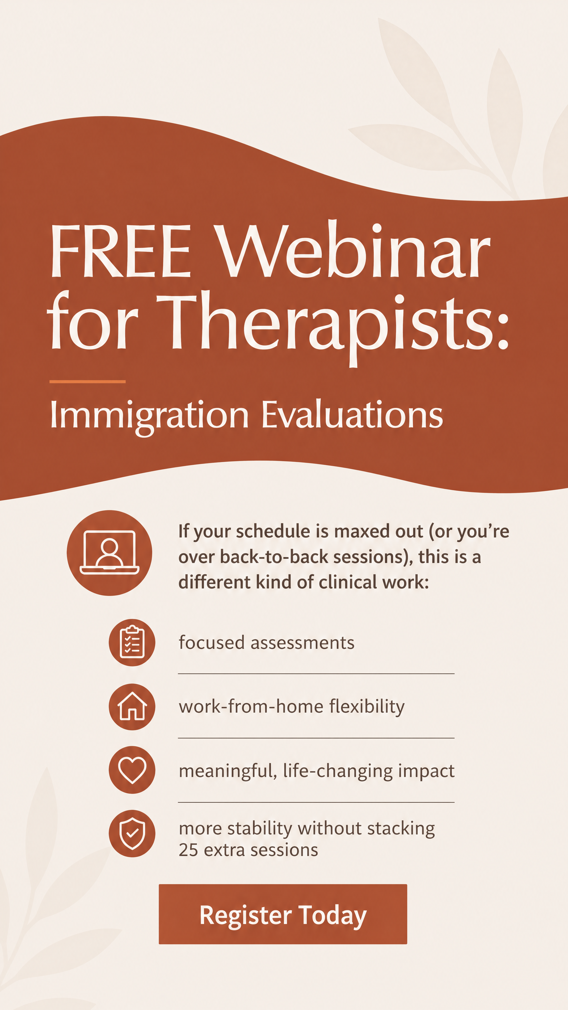 Therapist Immigration Evaluation Training Facebook ad from Jun 1, 2026