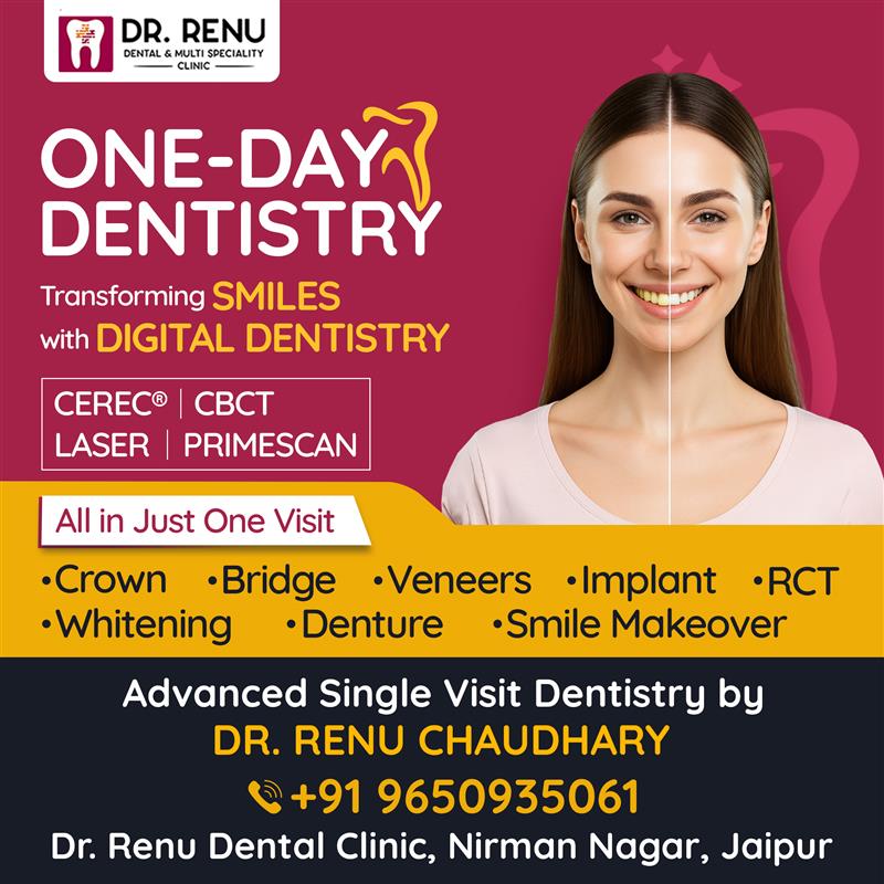 Dr. Renu Dental & Multi Speciality Clinic Facebook ad: Smile transformations no longer take weeks, now they…