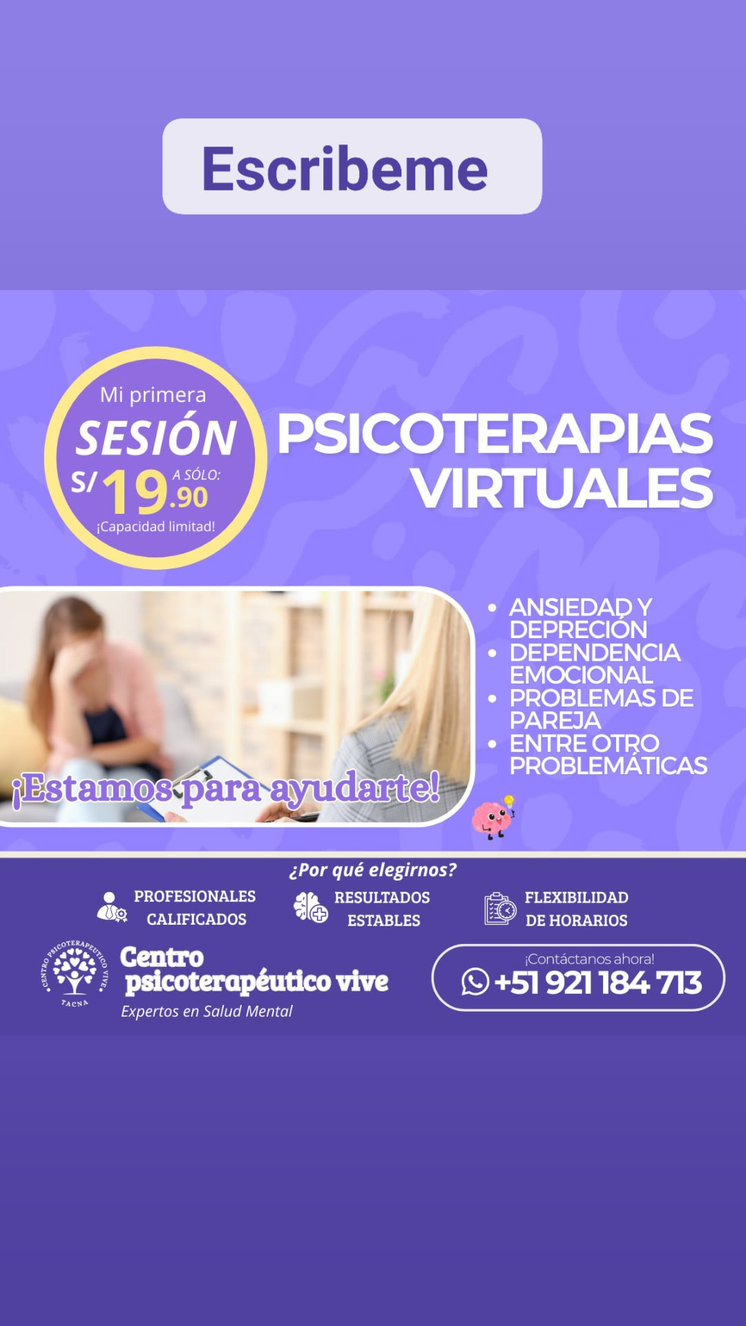 Vanesa calisaya Facebook ad: Chatea con nosotros