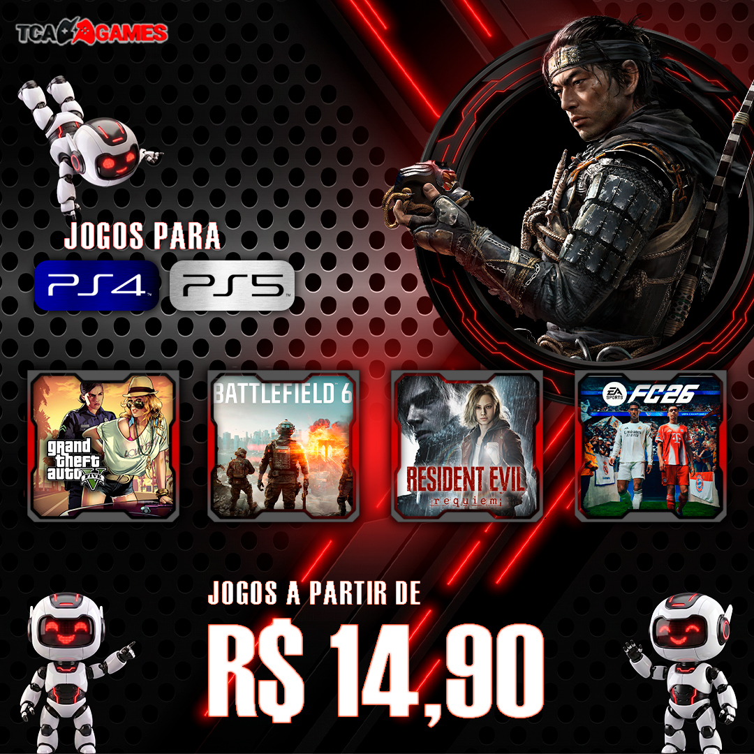 TCA Game Store Facebook ad: Jogos PS4, PS5 e Xbox One - A partir de R$ 14,90