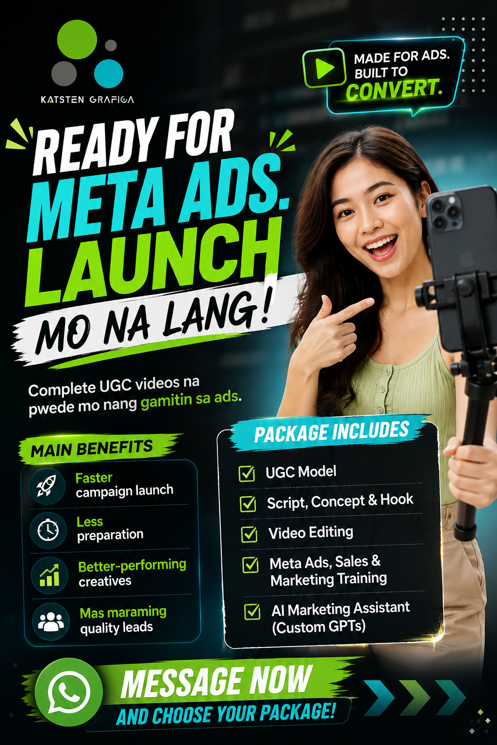 Katsten Grafica Facebook ad: UGC Videos na Meta Ads Ready Na!