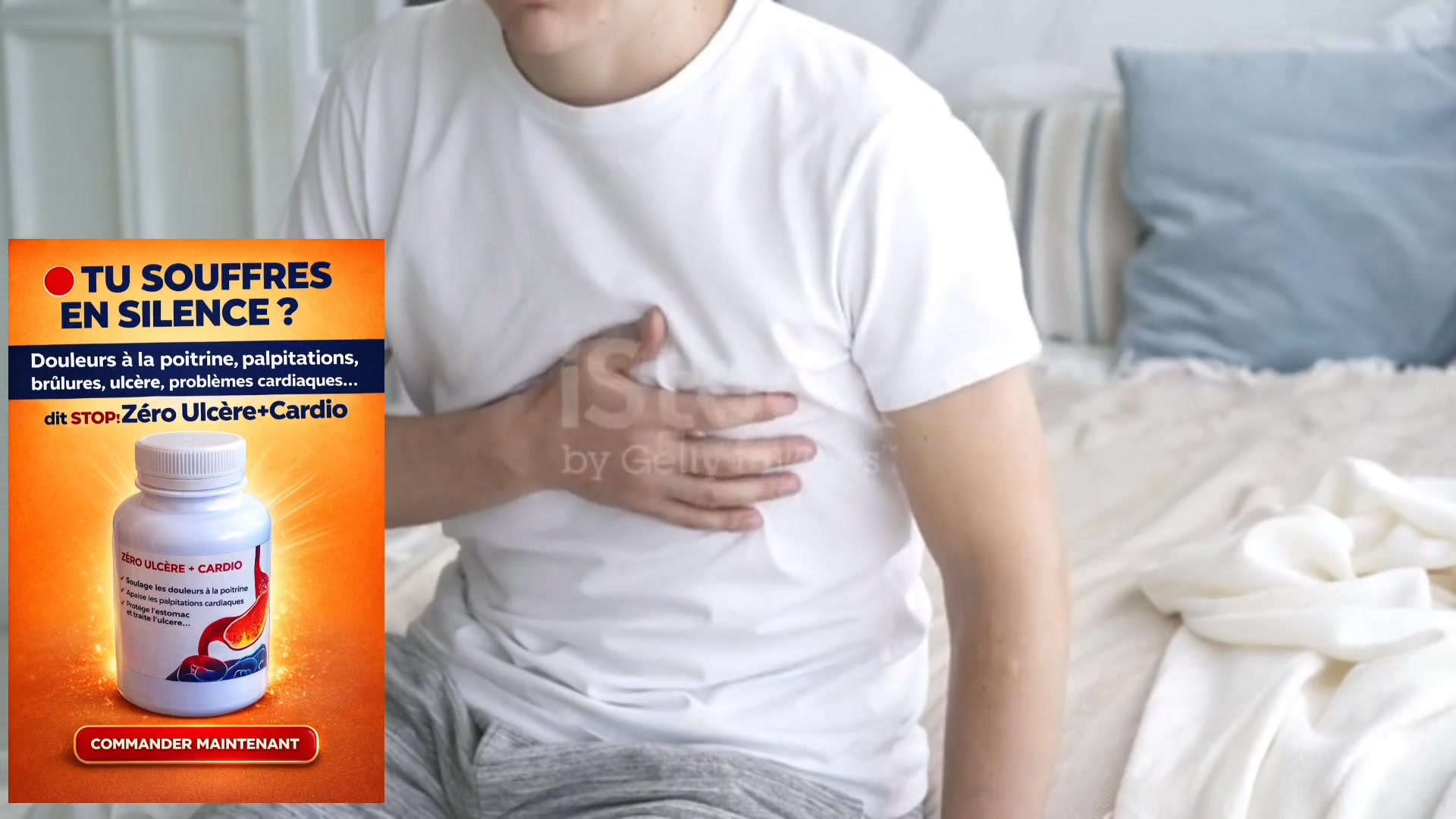 Source de Santé Bio Facebook ad: Ulcère? Brûlures d'estomac ou à la poitrine?Palpitations du…