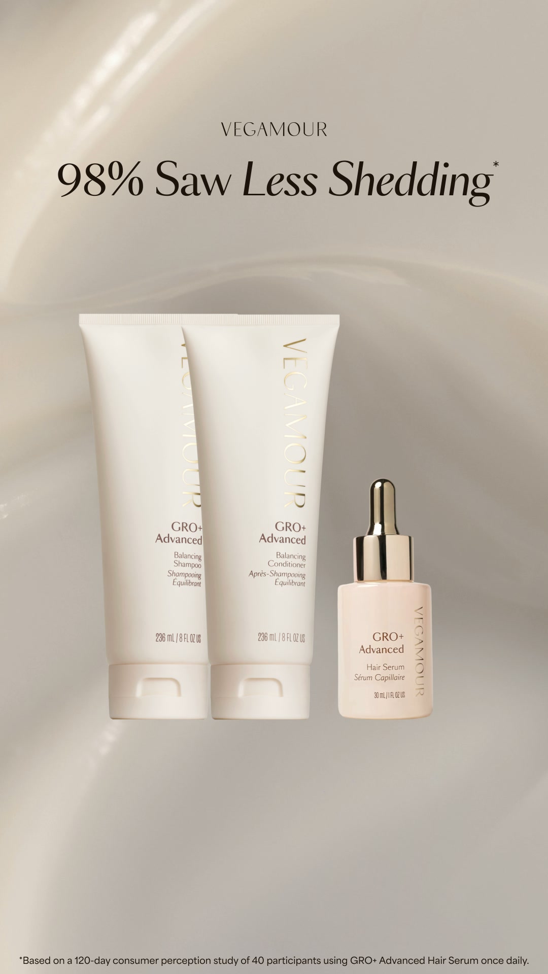 Vegamour Facebook ad: Hair care that works with your life