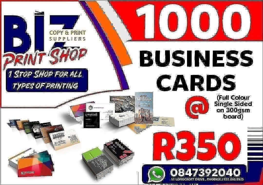 NersH Facebook ad: 1000 Business Cards Full Col @ R350