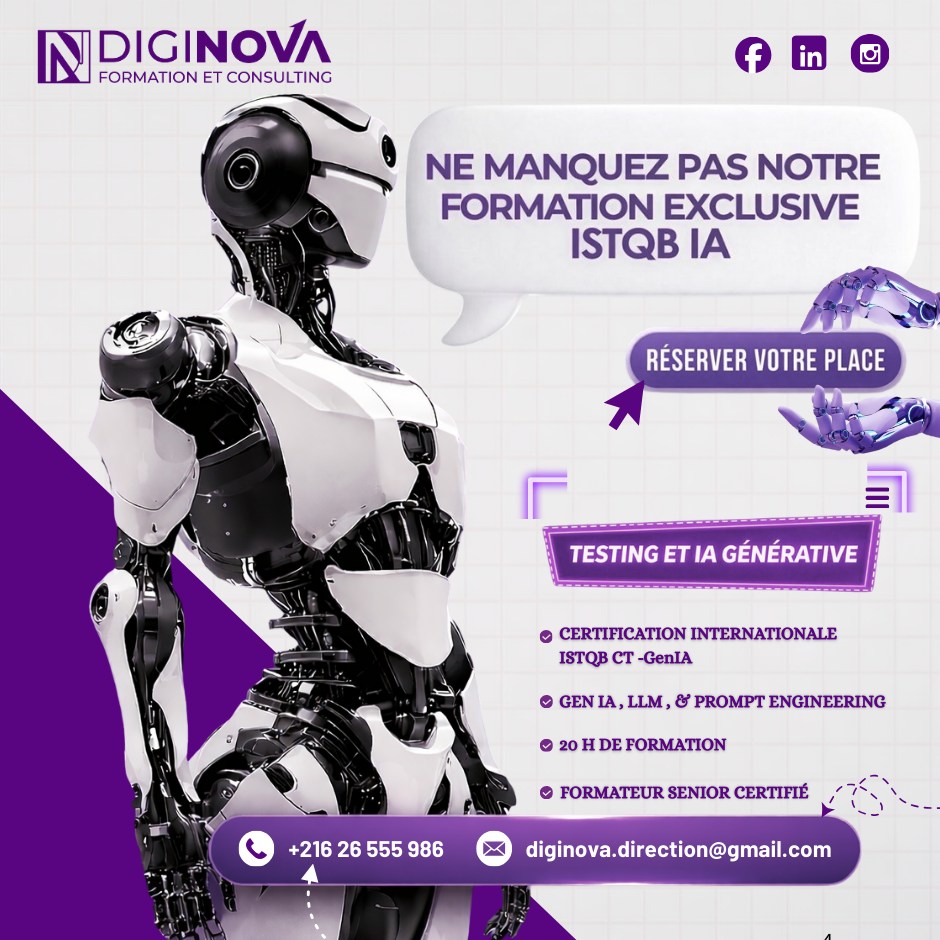 DigiNova Facebook ad: π
π¨π«π¦πππ’π¨π§ ISTQB CT-GenAI, IA, πππ¬ππ’π§π &β¦