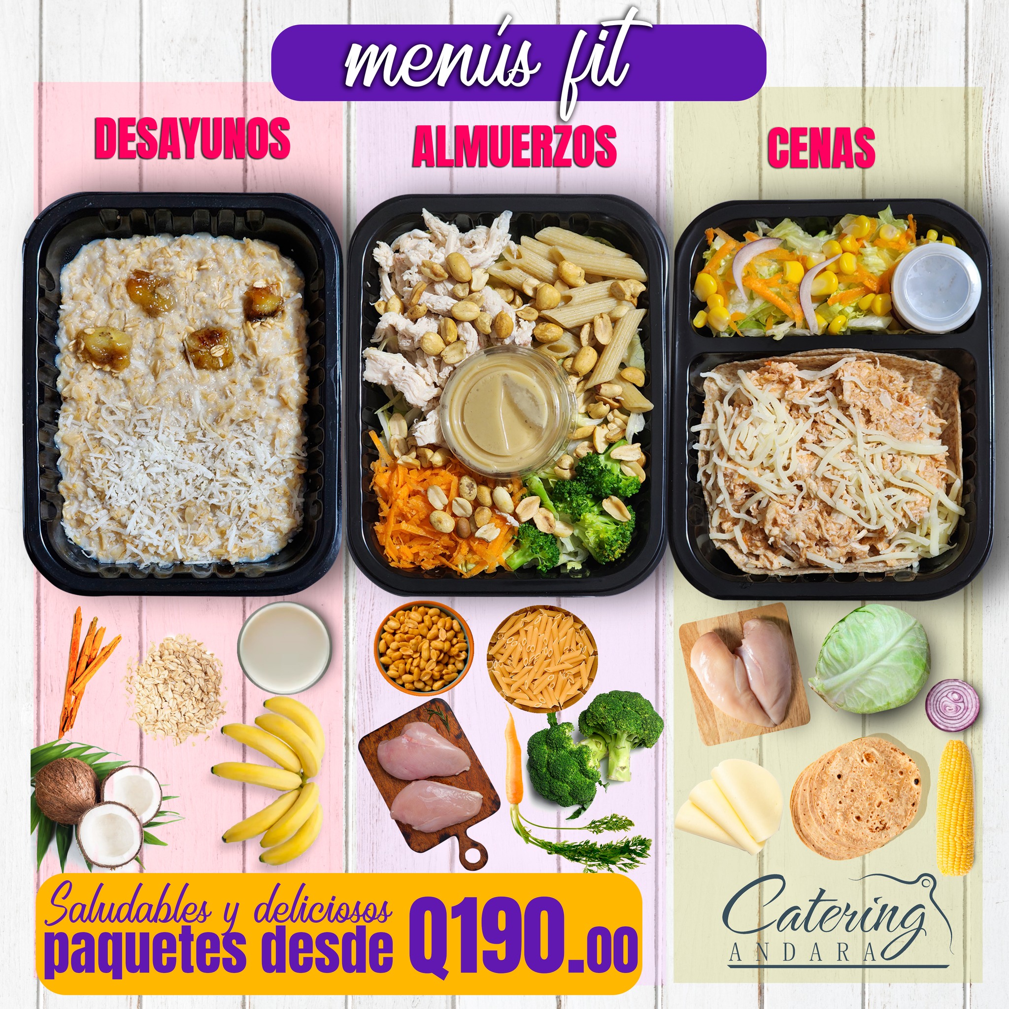 Andara Catering Guatemala Facebook ad: ¡Comida baja en calorías, sana y perfecta para…