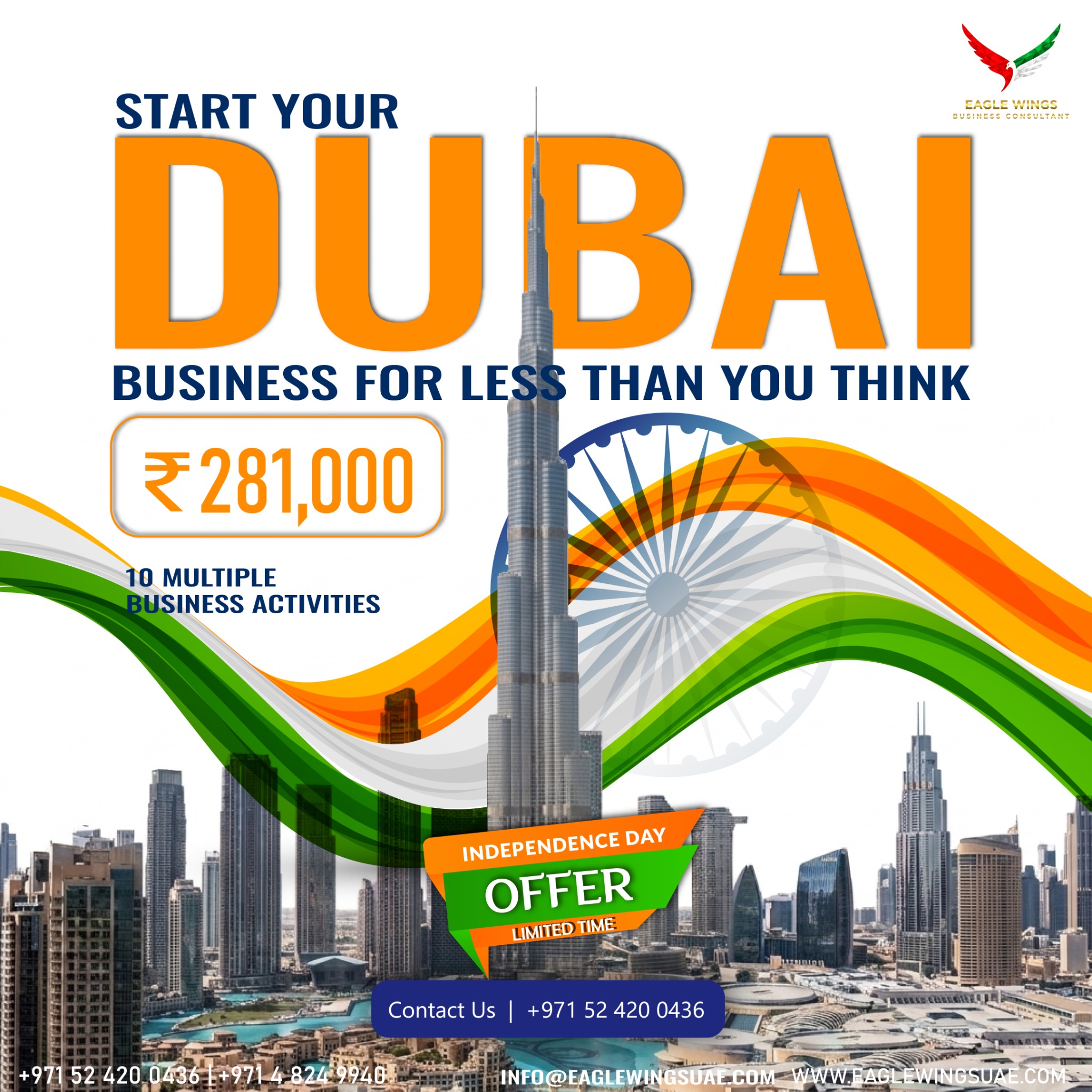 Eagle Wings Corporate Services Provider Facebook ad: INDEPENDENCE DAY SPECIAL OFFER FOR INDIAN ENTREPRENEURS
