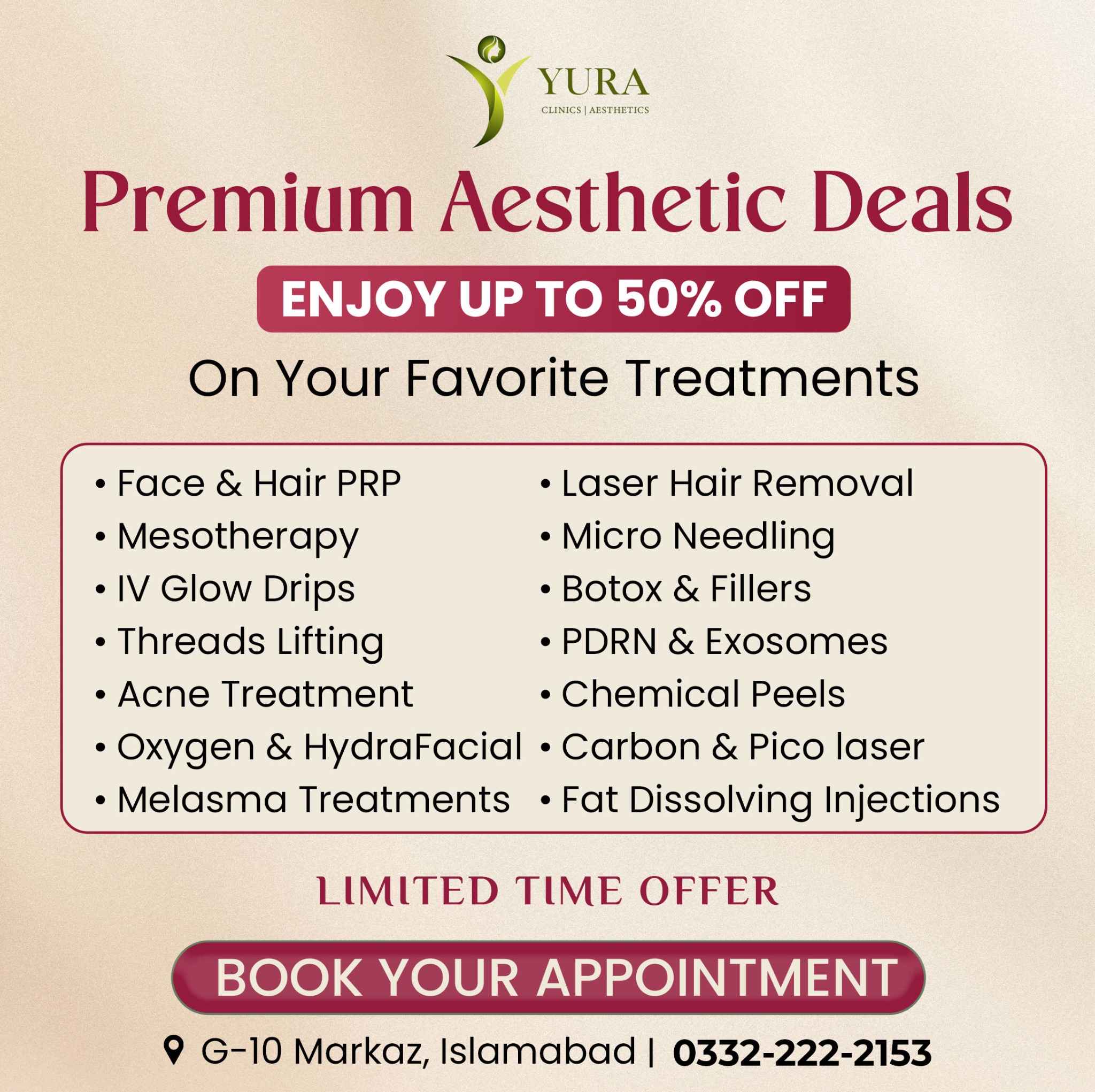 Yura Clinics Facebook ad: Chat with us