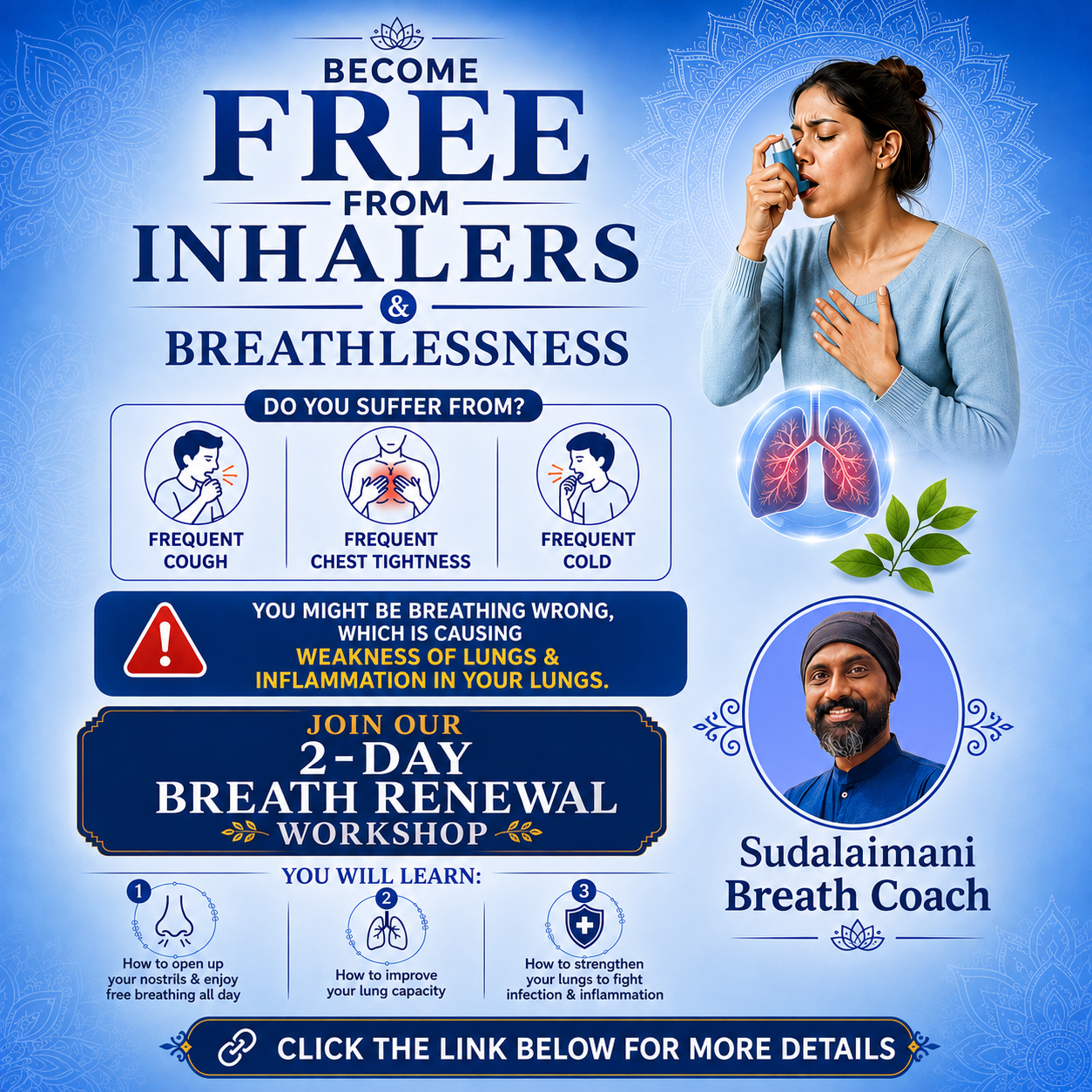 Sudalai Mani Breathcoach Facebook ad: Struggling With Breathlessness? Discover Better Breathing…