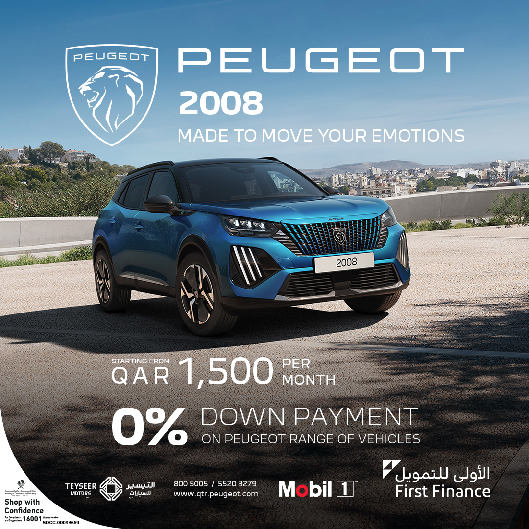 Peugeot Qatar Facebook ad: Bold city drive made easy, 0% Down Payment…