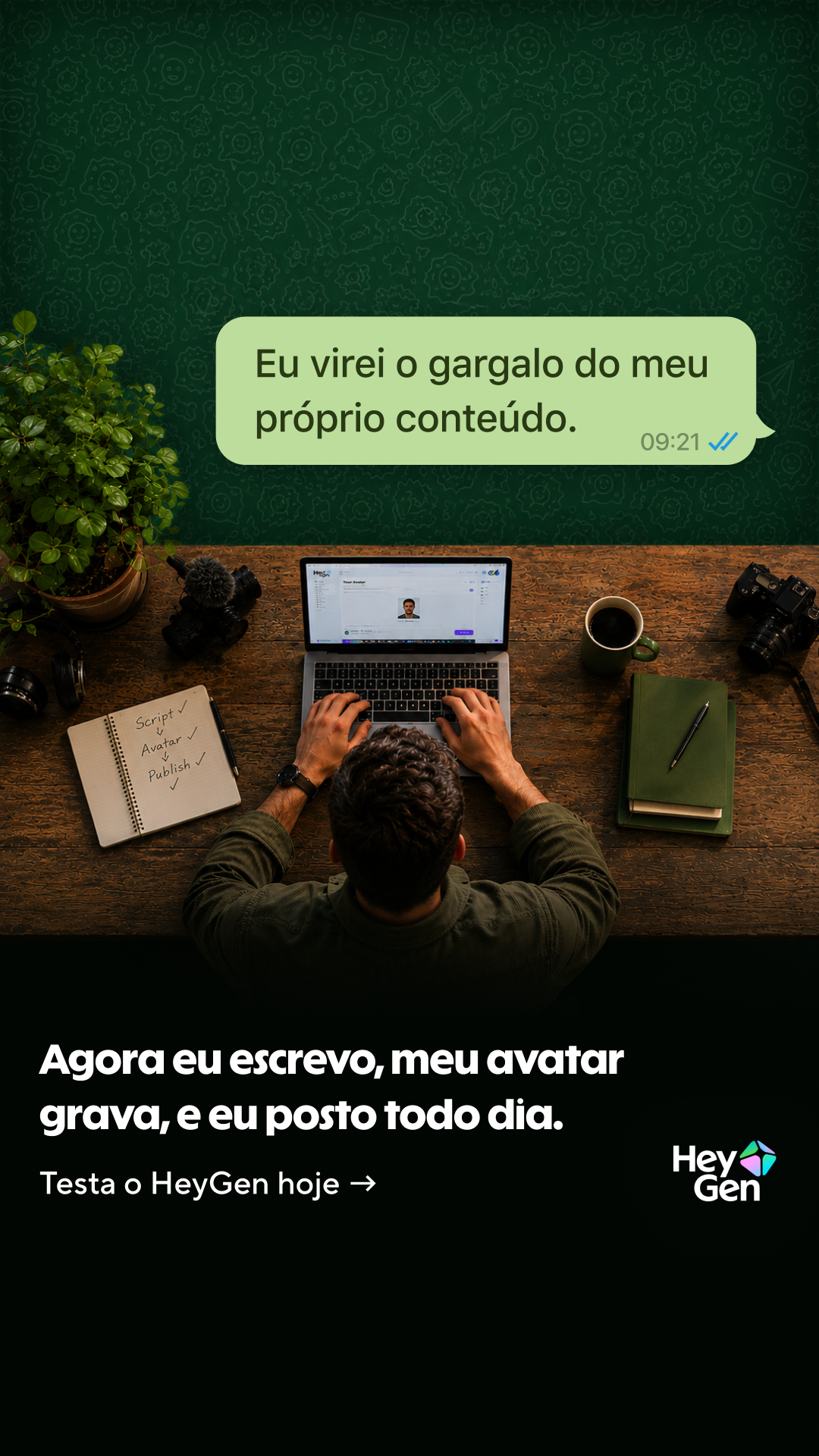 HeyGen Facebook ad: Gerador de vídeos HeyGen